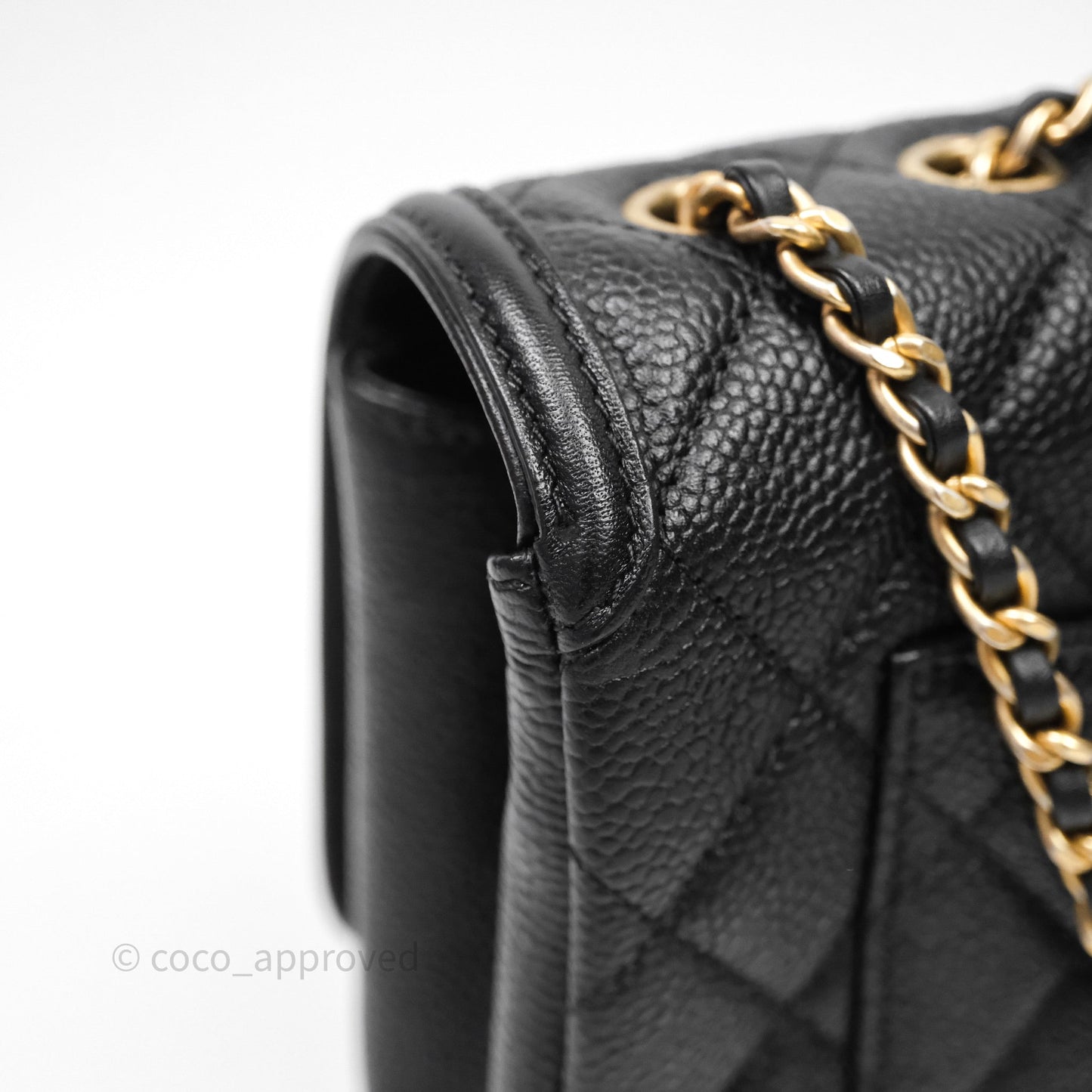 Chanel Small CC Filigree Flap Quilted Black Caviar Aged Gold Hardware