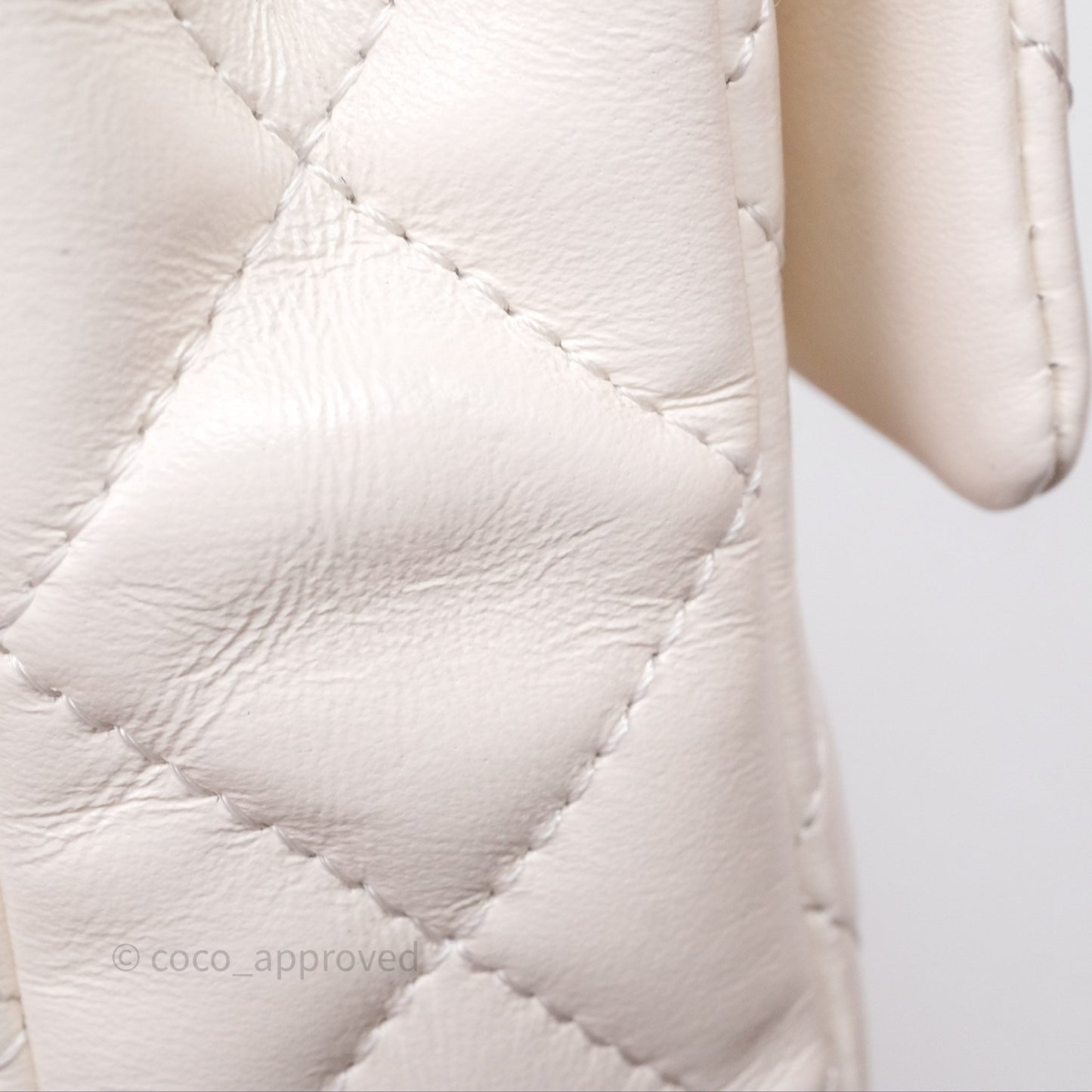 Chanel Top Handle White Lambskin Gold Hardware