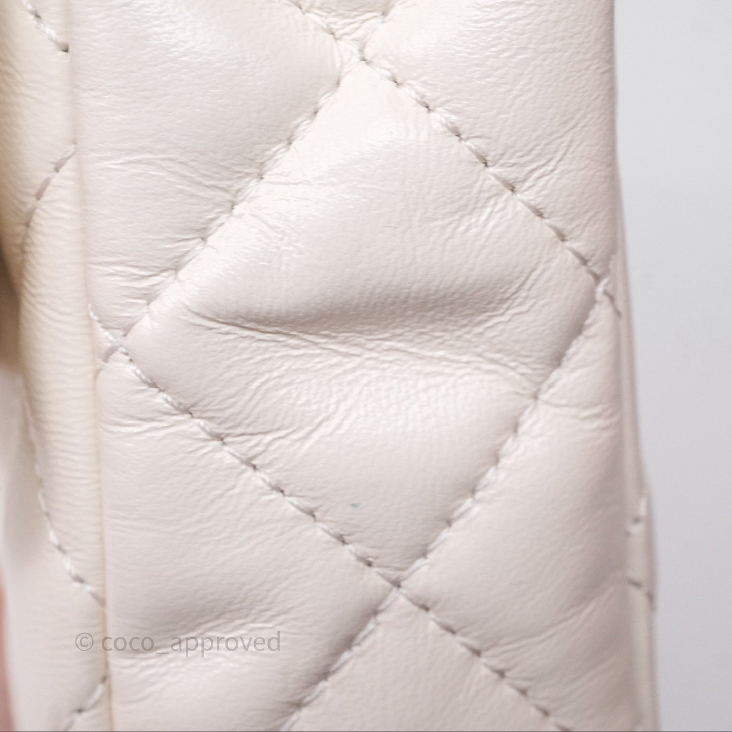 Chanel Top Handle White Lambskin Gold Hardware
