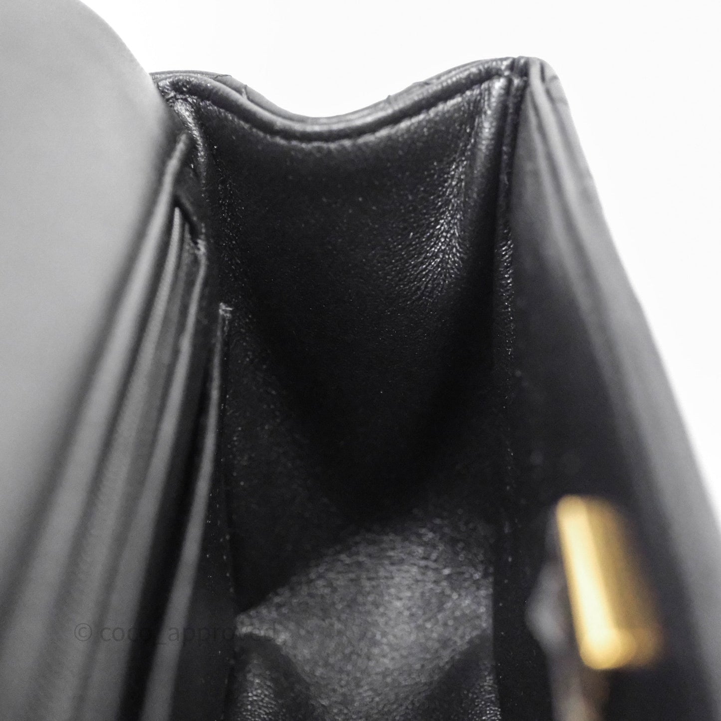 Chanel Top Handle Mini Rectangular Flap With Lion Charm Black Lambskin Gold Hardware