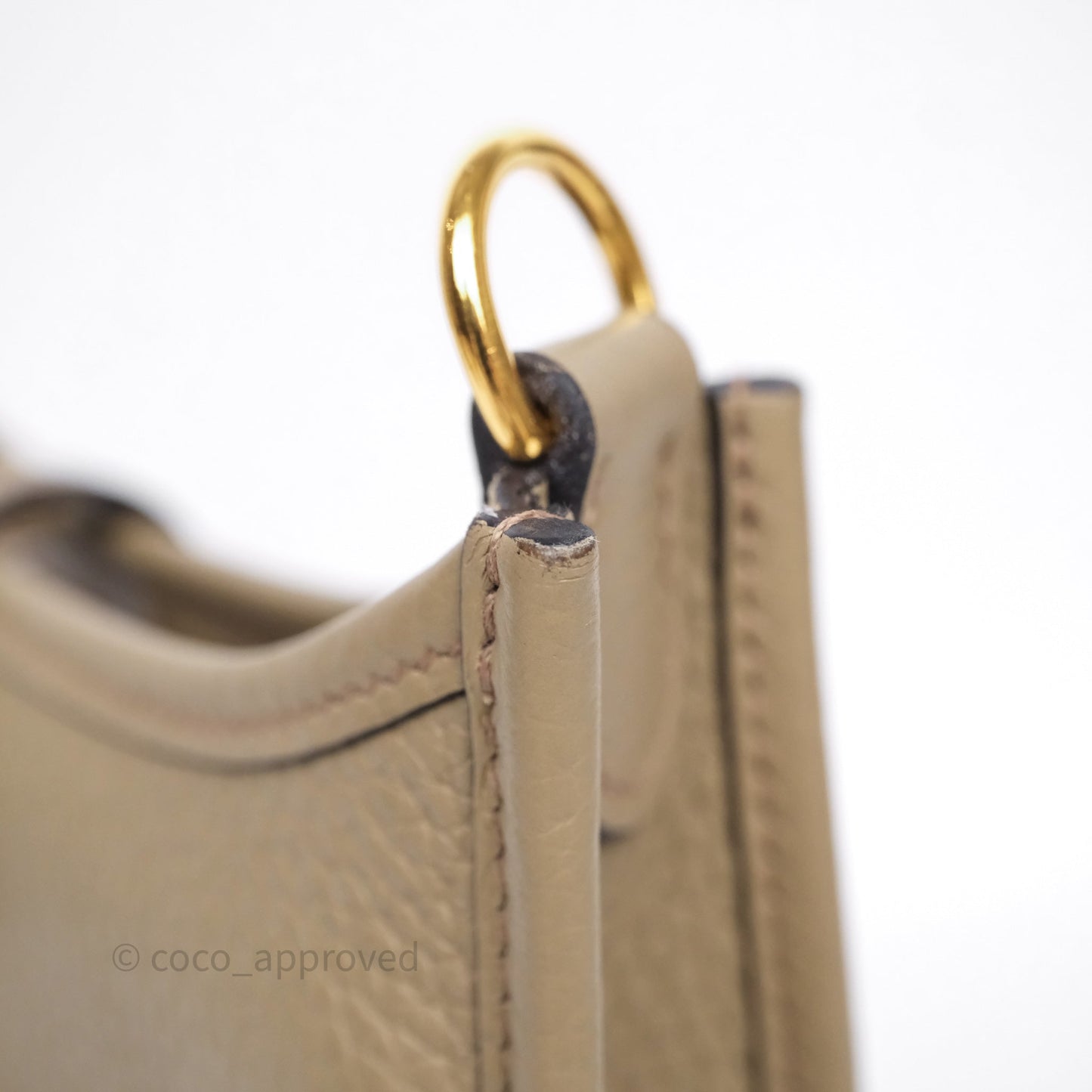 Hermès Mini Evelyne 16 Beige Marfa 8Q Clemence Gold Hardware