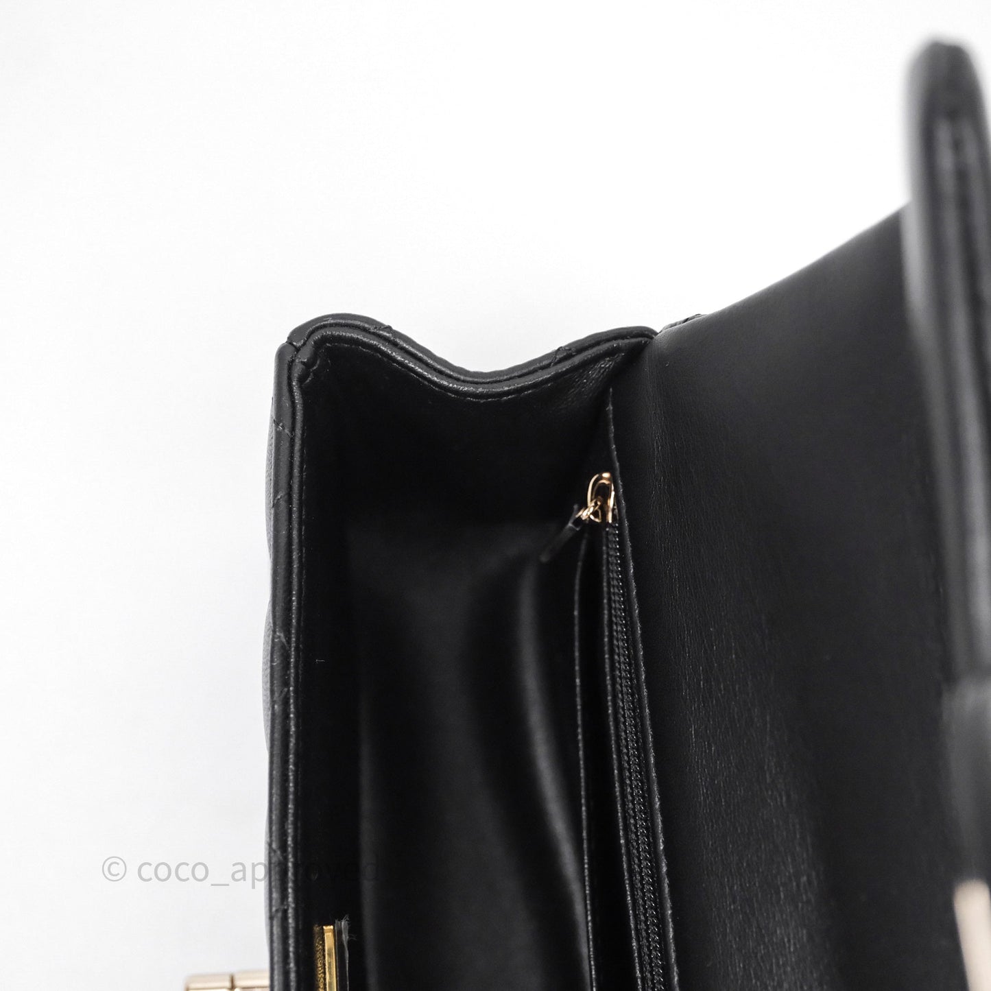 Chanel Top Handle Mini Rectangular Flap With Lion Charm Black Lambskin Gold Hardware