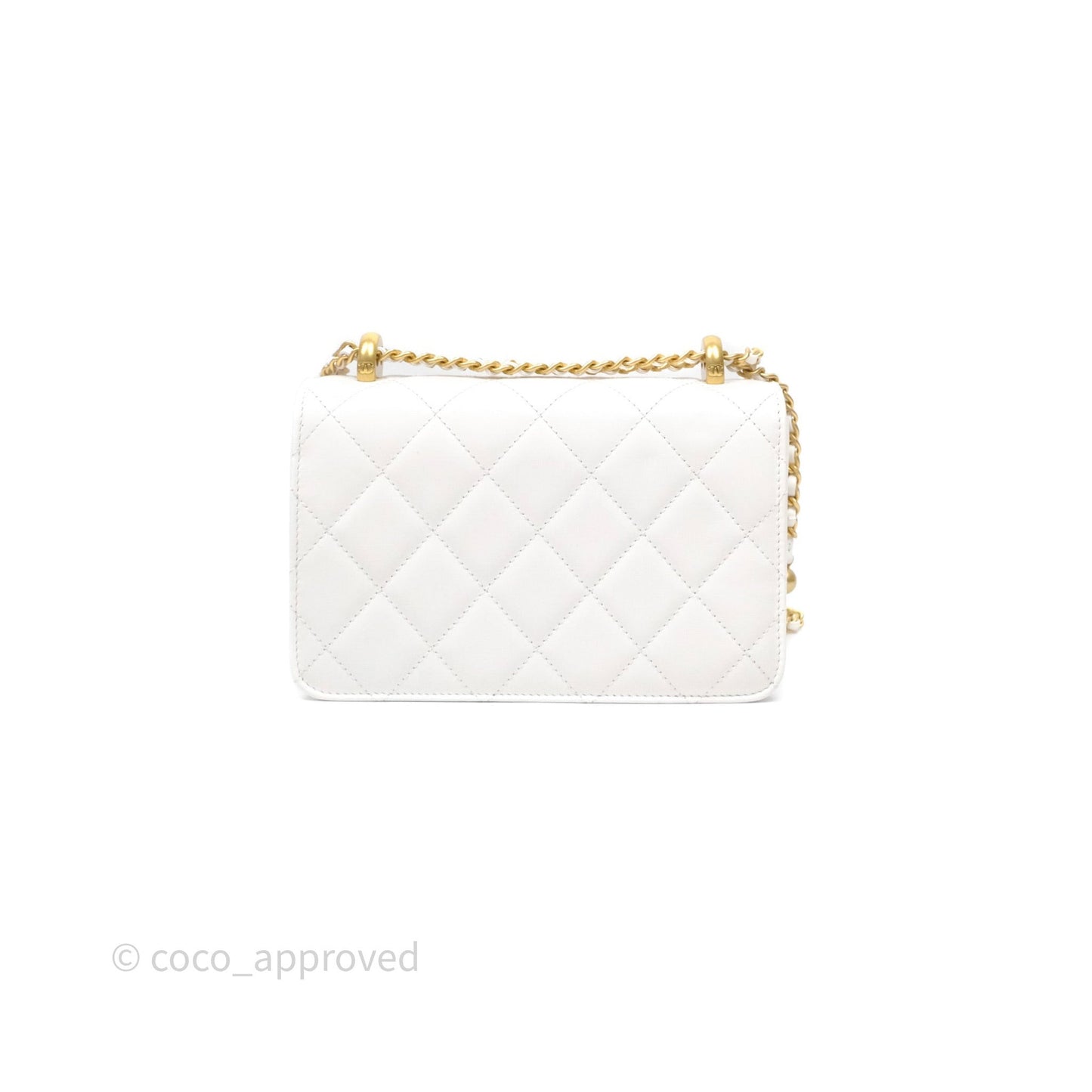 Chanel Quilted Perfect Fit Adjustable White Calfskin Aged Gold Hardware