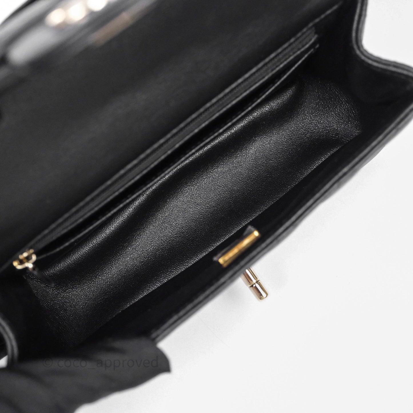 Chanel Top Handle Mini Rectangular Flap With Lion Charm Black Lambskin Gold Hardware