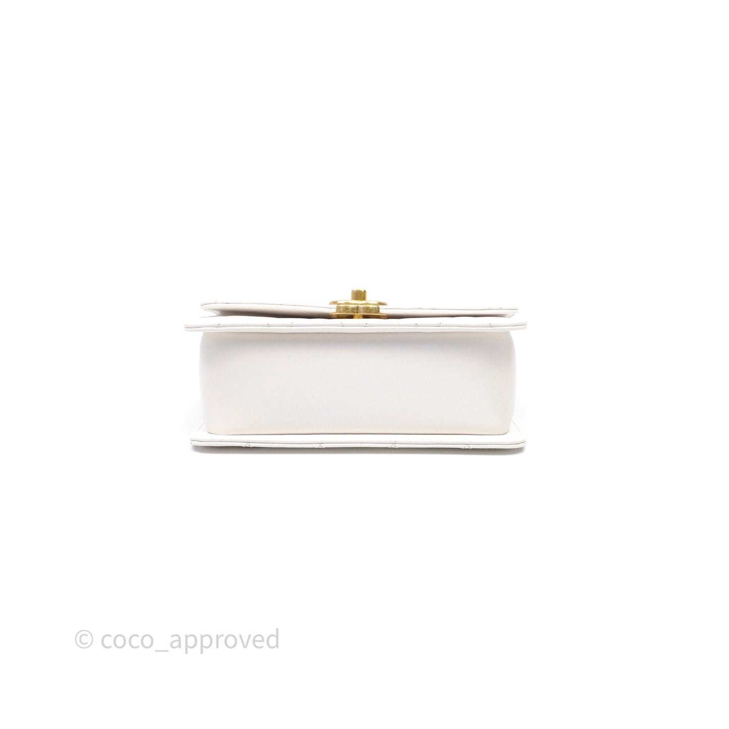 Chanel Quilted Perfect Fit Adjustable White Calfskin Aged Gold Hardware
