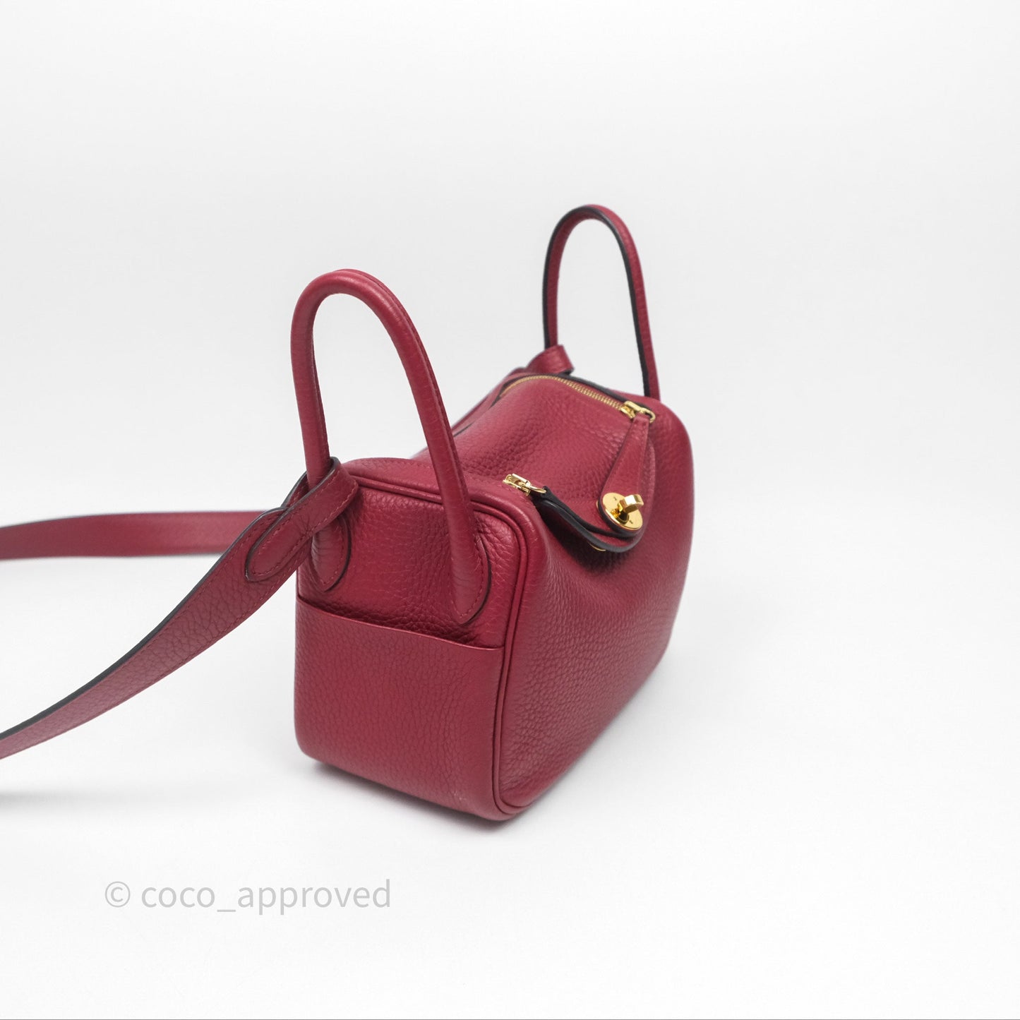 Hermès Mini Lindy 20 Rouge Grenat K1 Clemence Gold Hardware
