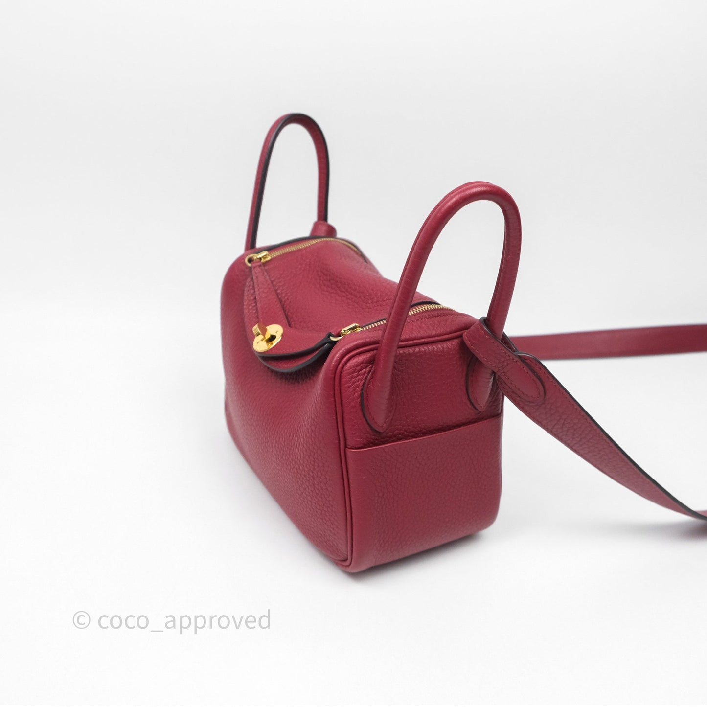 Hermès Mini Lindy 20 Rouge Grenat K1 Clemence Gold Hardware