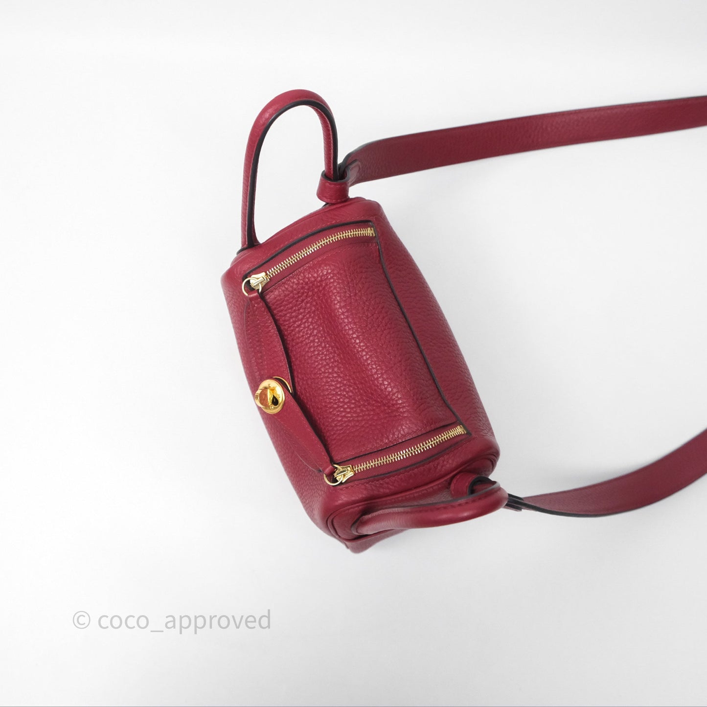 Hermès Mini Lindy 20 Rouge Grenat K1 Clemence Gold Hardware