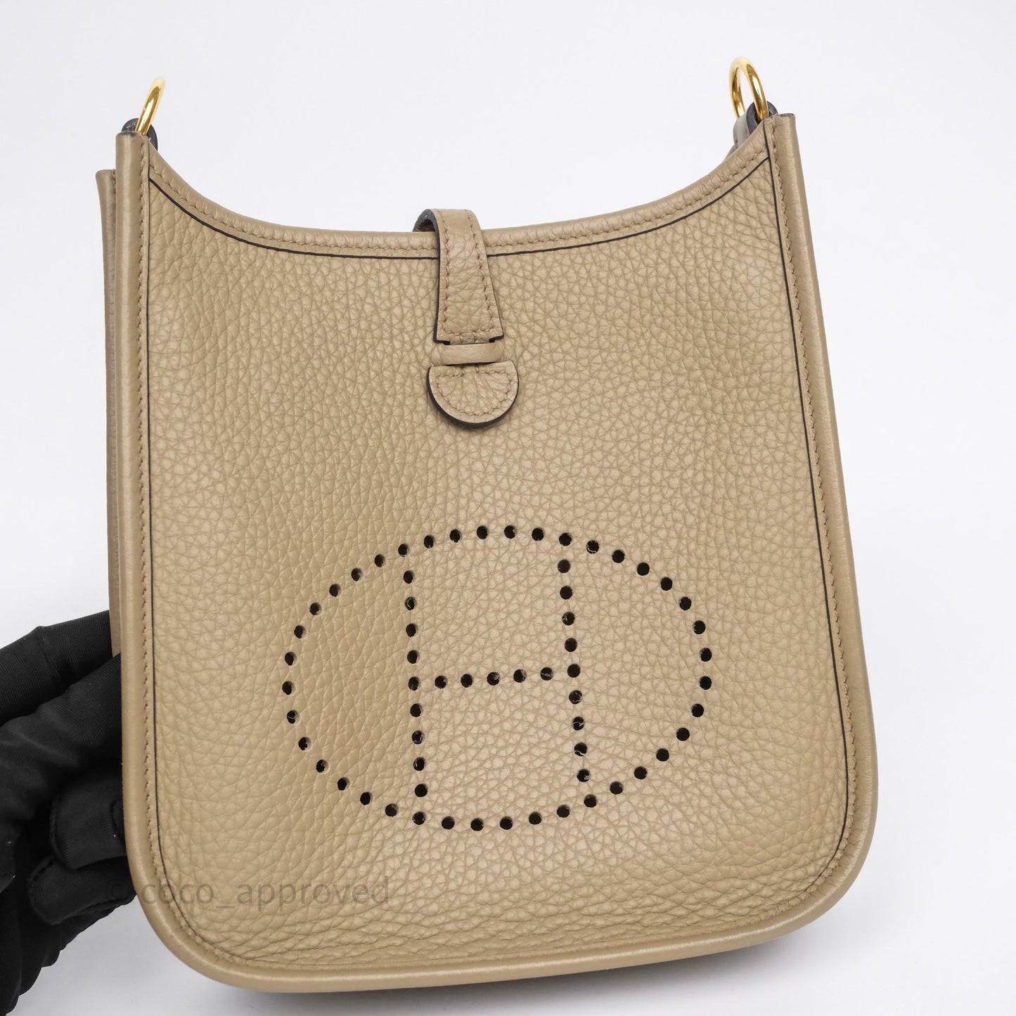 Hermès Mini Evelyne 16 Beige Marfa 8Q Clemence Gold Hardware
