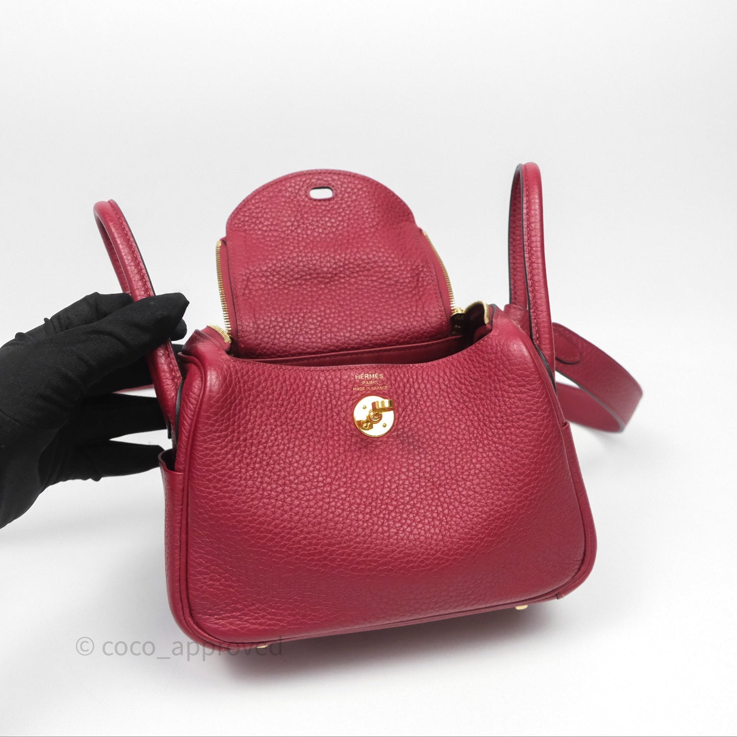 Hermès Mini Lindy 20 Rouge Grenat K1 Clemence Gold Hardware