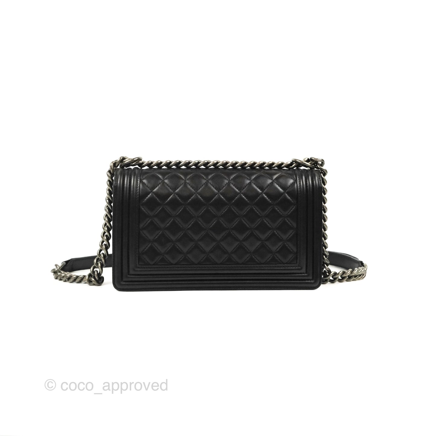 Chanel Quilted Medium Boy Black Lambskin Ruthenium Hardware
