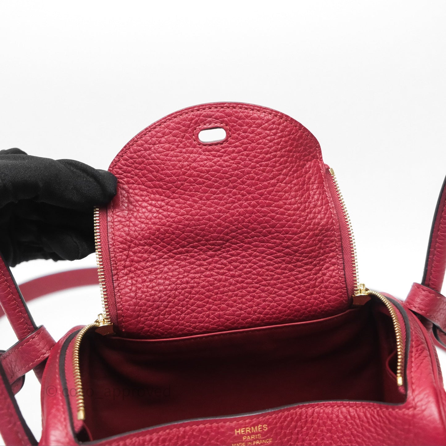 Hermès Mini Lindy 20 Rouge Grenat K1 Clemence Gold Hardware