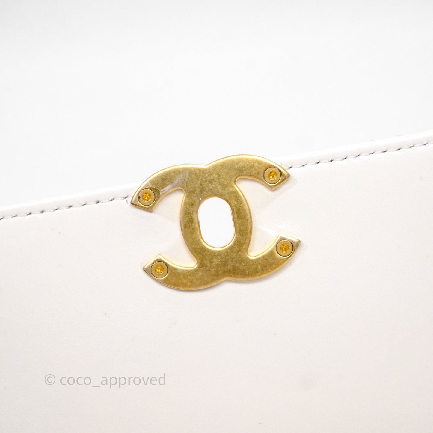 Chanel Quilted Perfect Fit Adjustable White Calfskin Aged Gold Hardware
