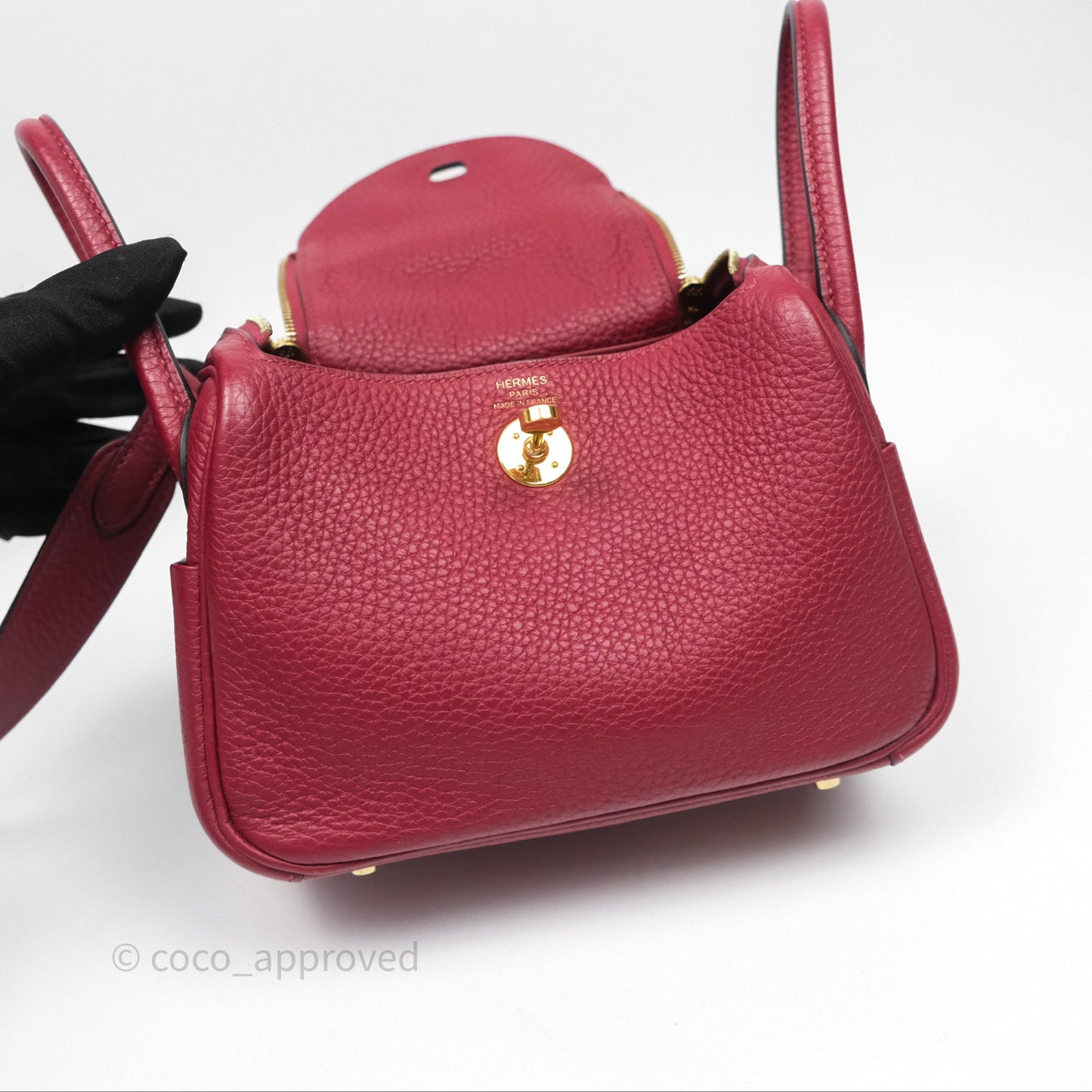 Hermès Mini Lindy 20 Rouge Grenat K1 Clemence Gold Hardware