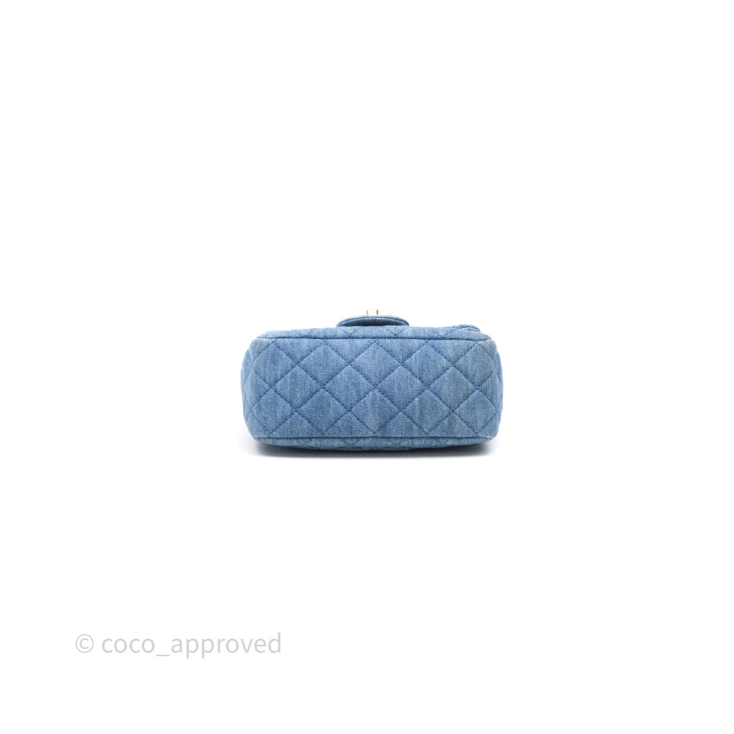 Chanel Mini Square Pearl Crush Quilted Denim Aged Gold Hardware