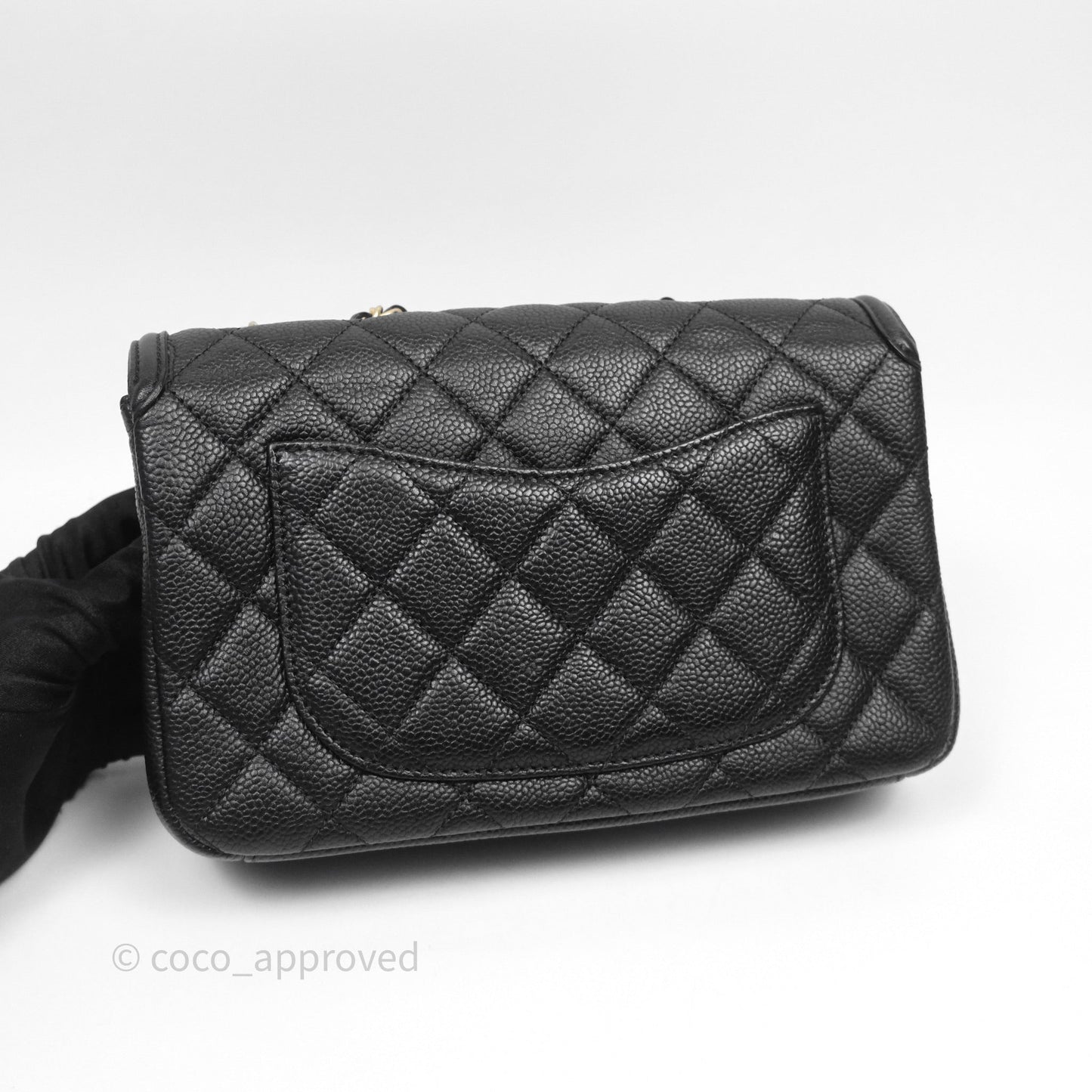 Chanel Small CC Filigree Flap Quilted Black Caviar Aged Gold Hardware
