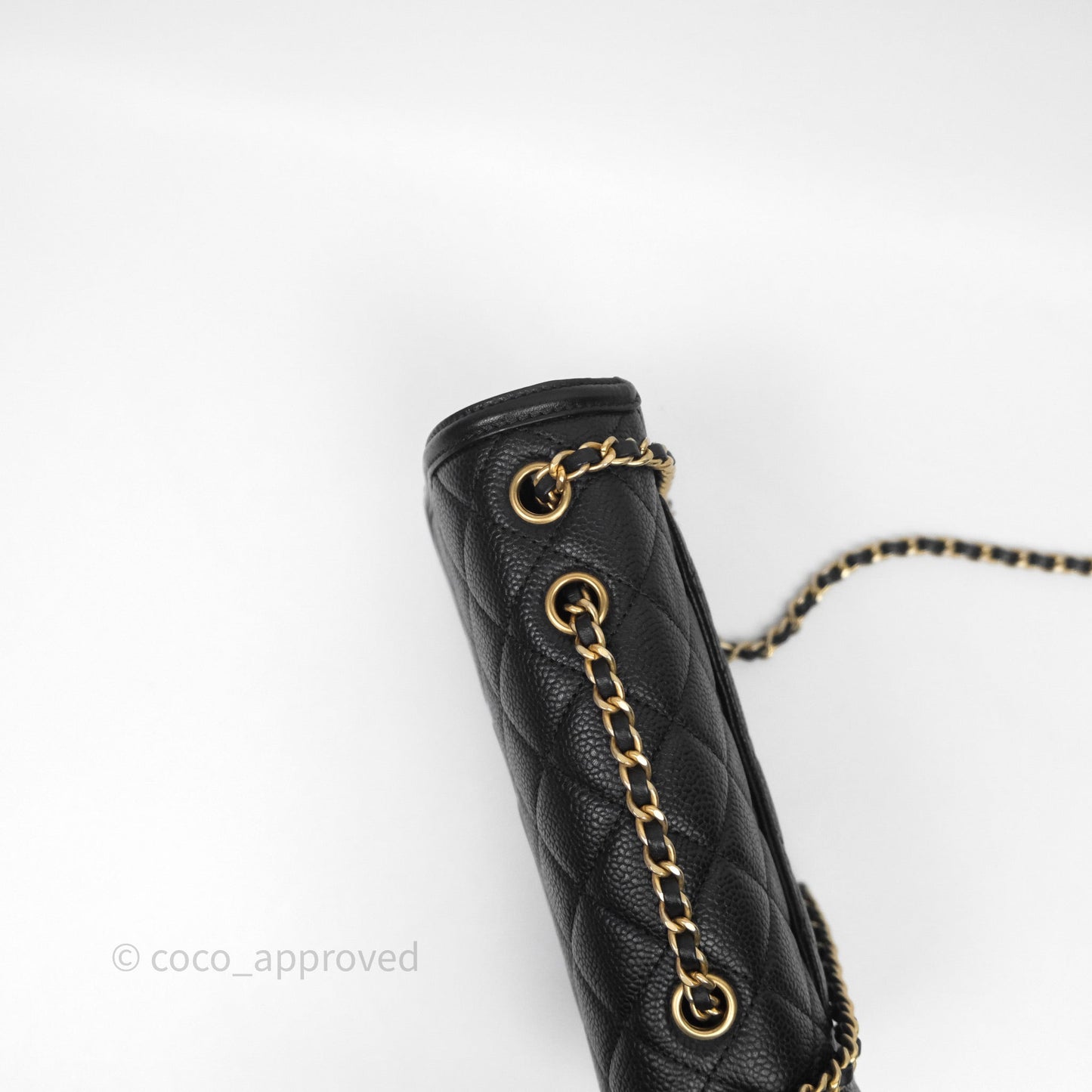 Chanel Small CC Filigree Flap Quilted Black Caviar Aged Gold Hardware