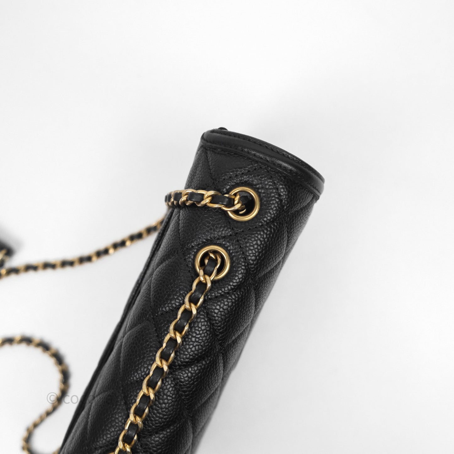 Chanel Small CC Filigree Flap Quilted Black Caviar Aged Gold Hardware