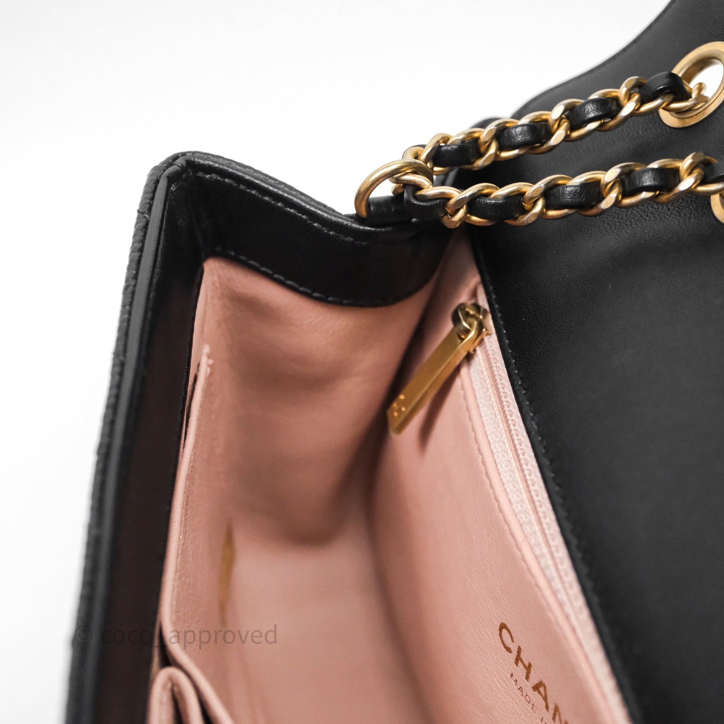 Chanel Small CC Filigree Flap Quilted Black Caviar Aged Gold Hardware