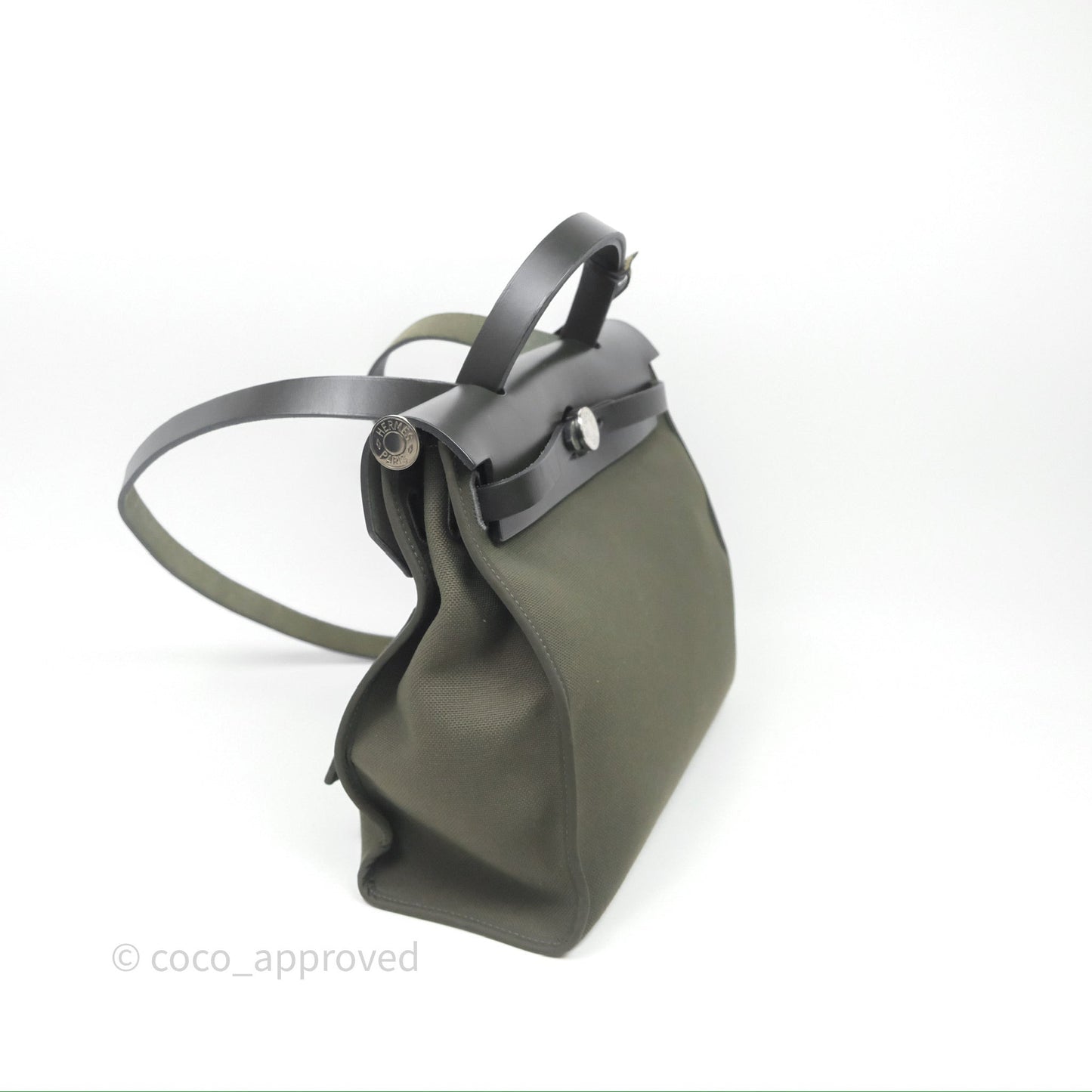 Hermès Herbag Zip 31 Khaki Canvas Palladium Hardware