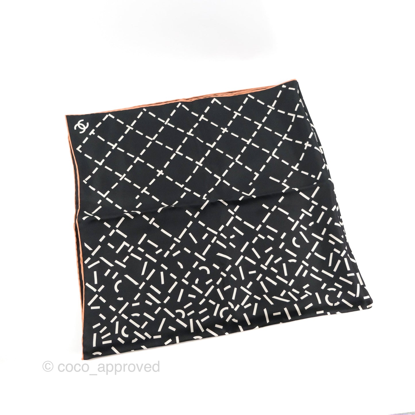 Chanel CC Silk Square Scarf 90 Black/White