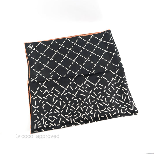 Chanel CC Silk Square Scarf 90 Black/White