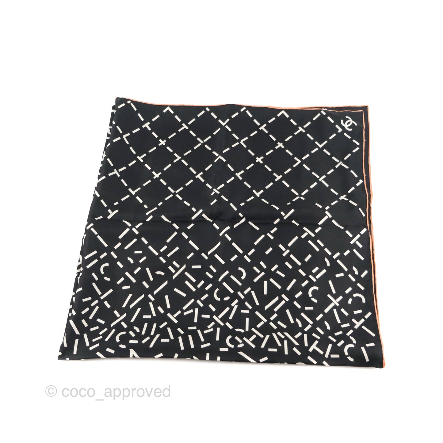Chanel CC Silk Square Scarf 90 Black/White