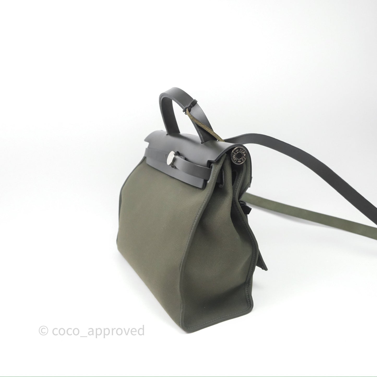 Hermès Herbag Zip 31 Khaki Canvas Palladium Hardware