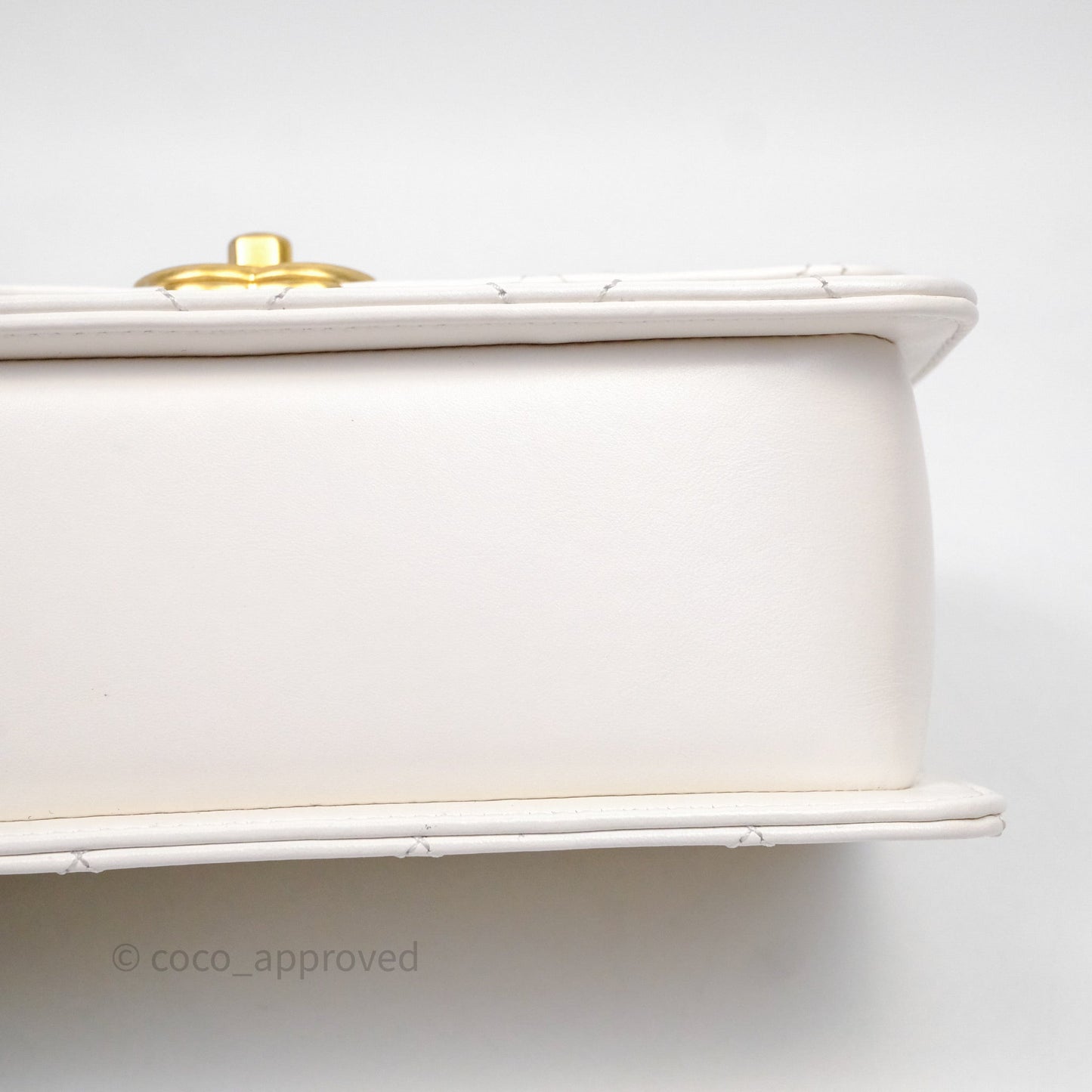Chanel Quilted Perfect Fit Adjustable White Calfskin Aged Gold Hardware