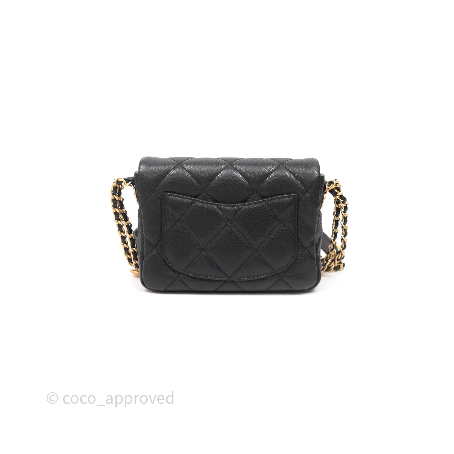 Chanel Twist Your Buttons Caviar Coin Purse Chain Black Bag Gold Hardware
