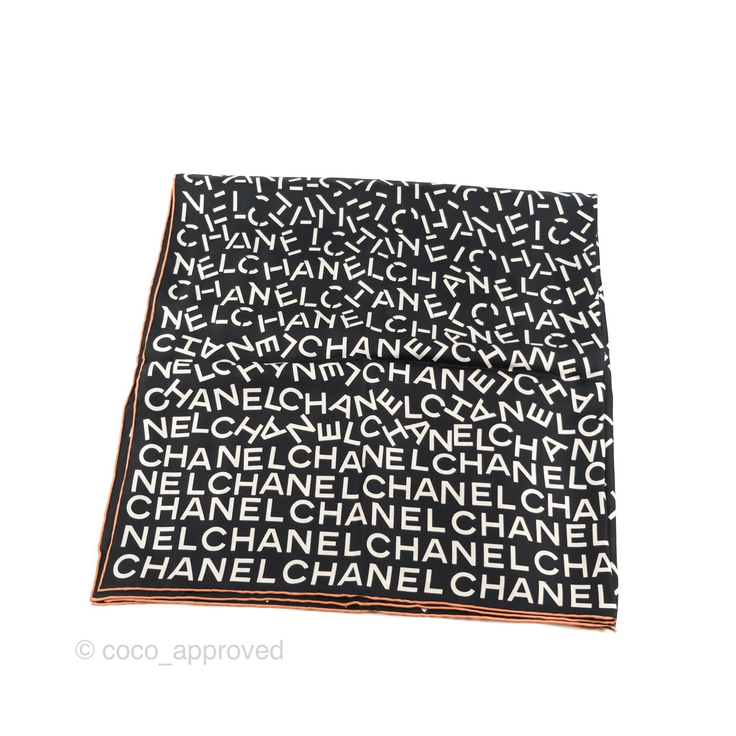 Chanel CC Silk Square Scarf 90 Black/White