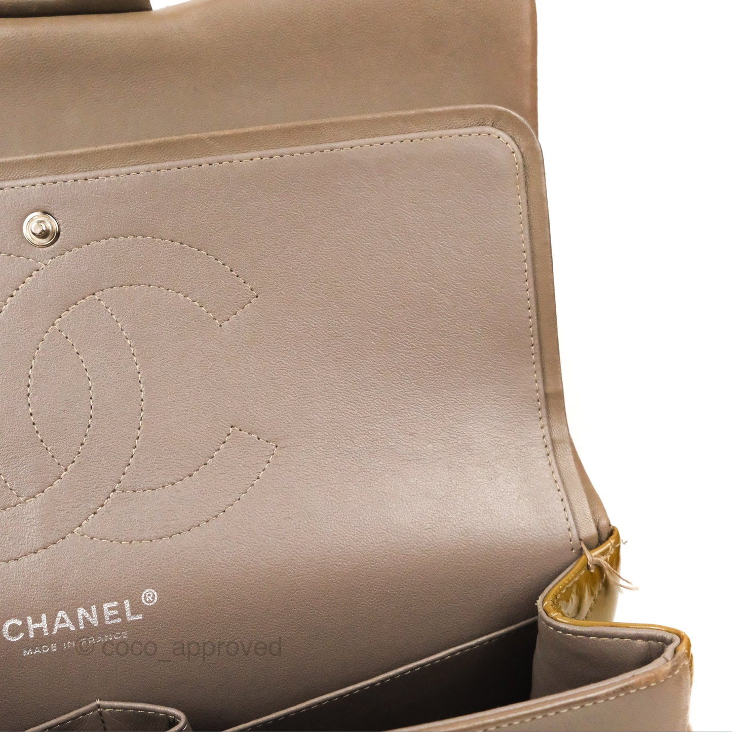 Chanel Jumbo Double Flap Brown Patent Silver Hardware⁣⁣