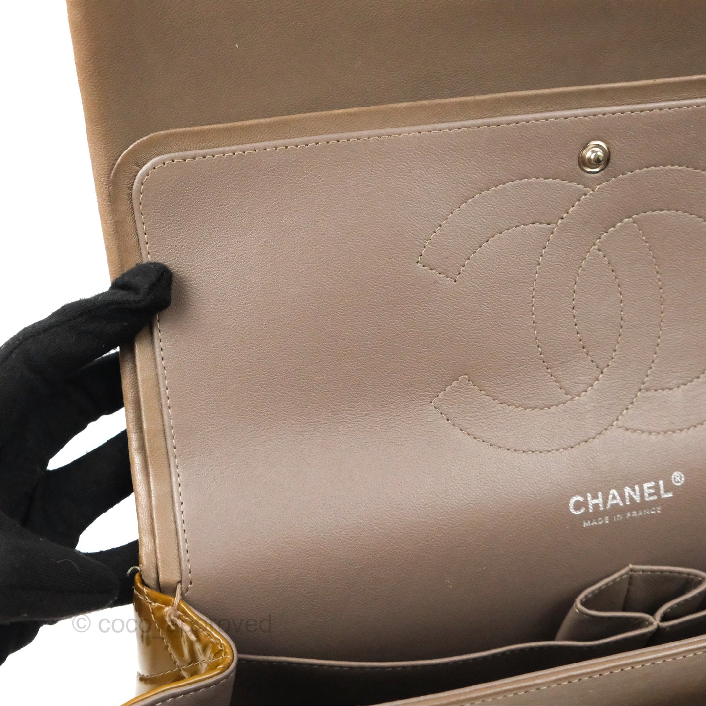 Chanel Jumbo Double Flap Brown Patent Silver Hardware⁣⁣