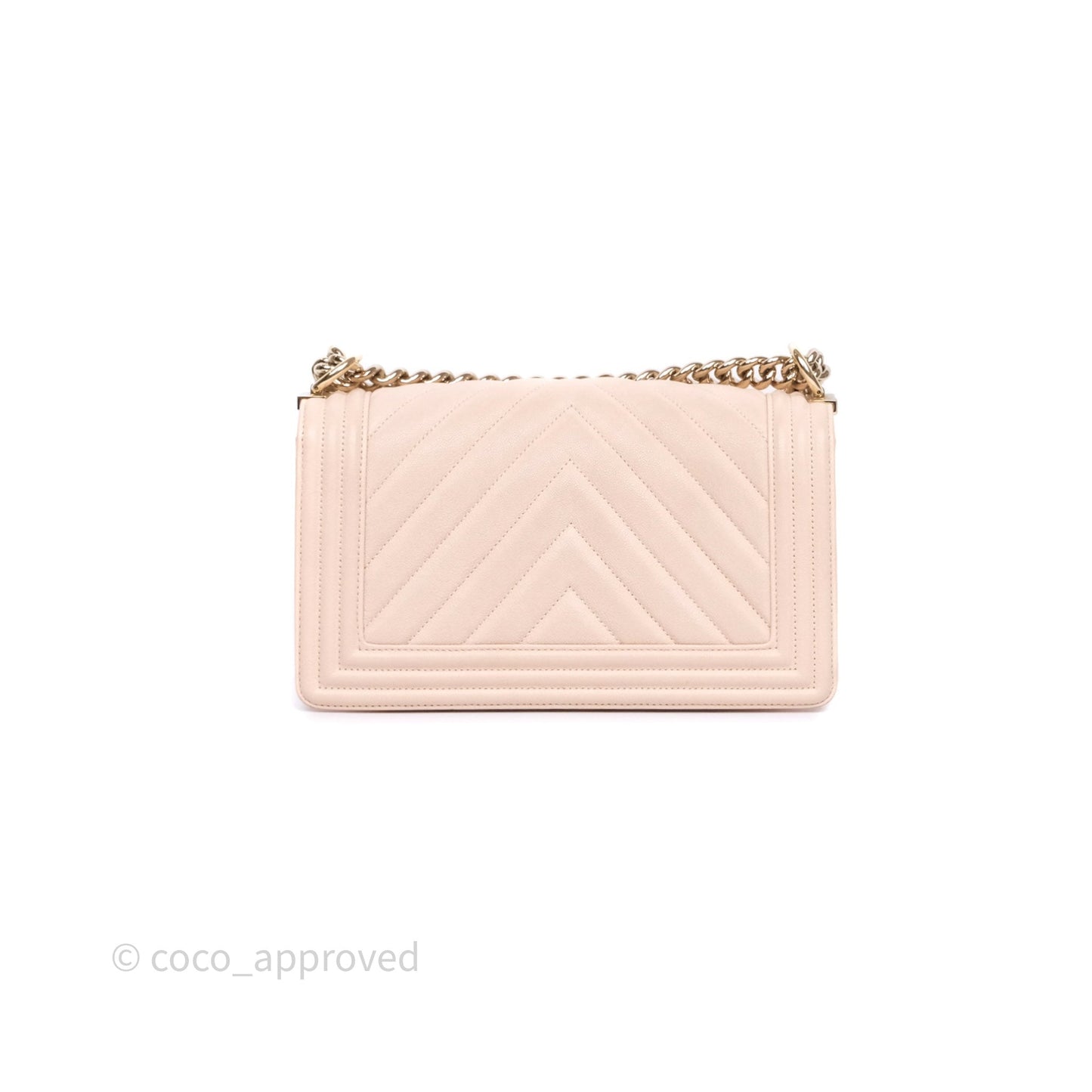 Chanel Chevron Medium Boy Light Pink Caviar Gold Hardware