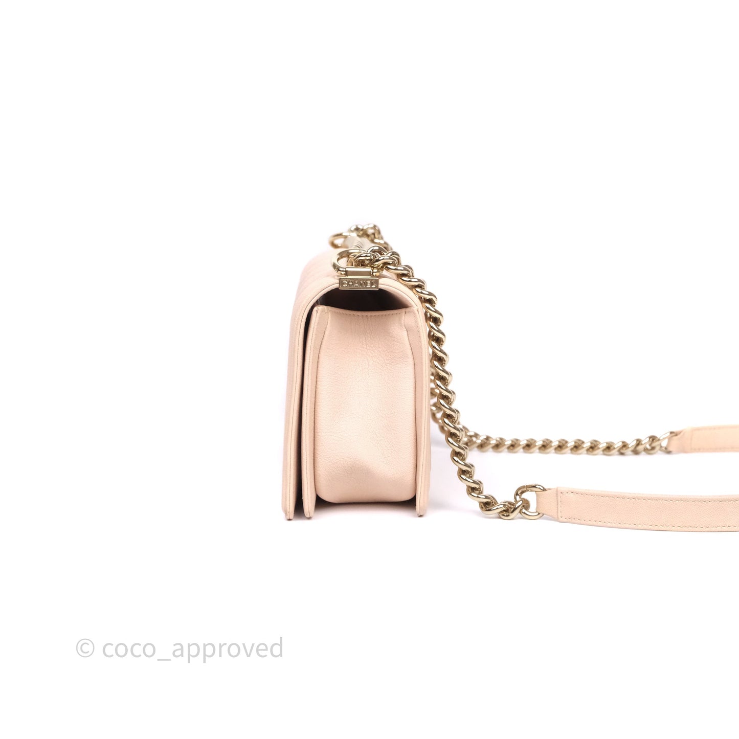 Chanel Chevron Medium Boy Light Pink Caviar Gold Hardware