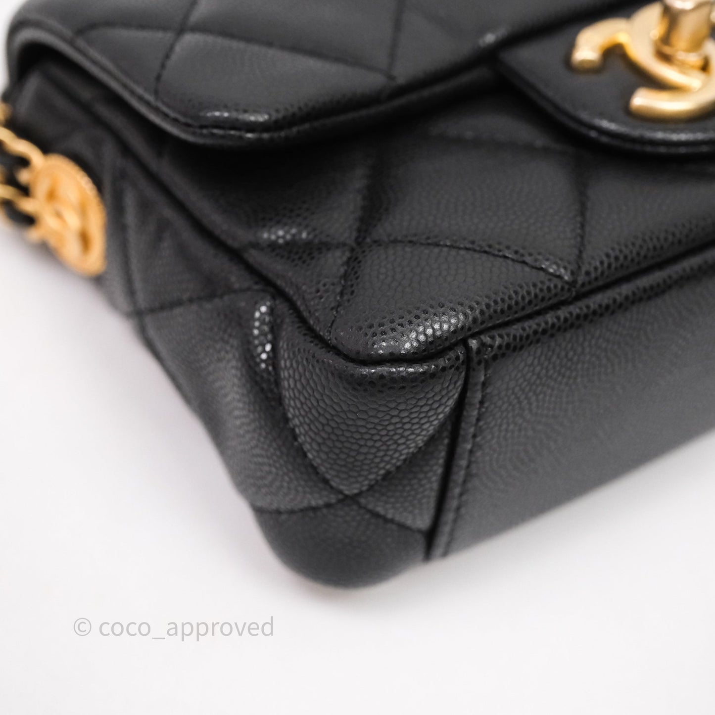 Chanel Twist Your Buttons Caviar Coin Purse Chain Black Bag Gold Hardware