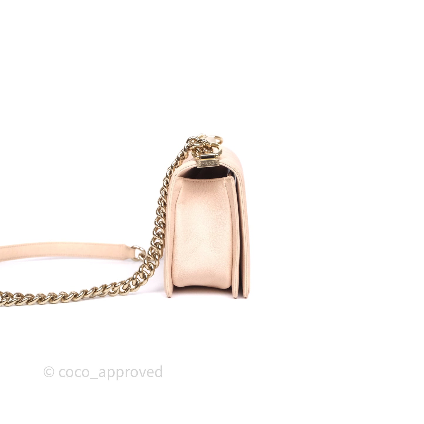 Chanel Chevron Medium Boy Light Pink Caviar Gold Hardware