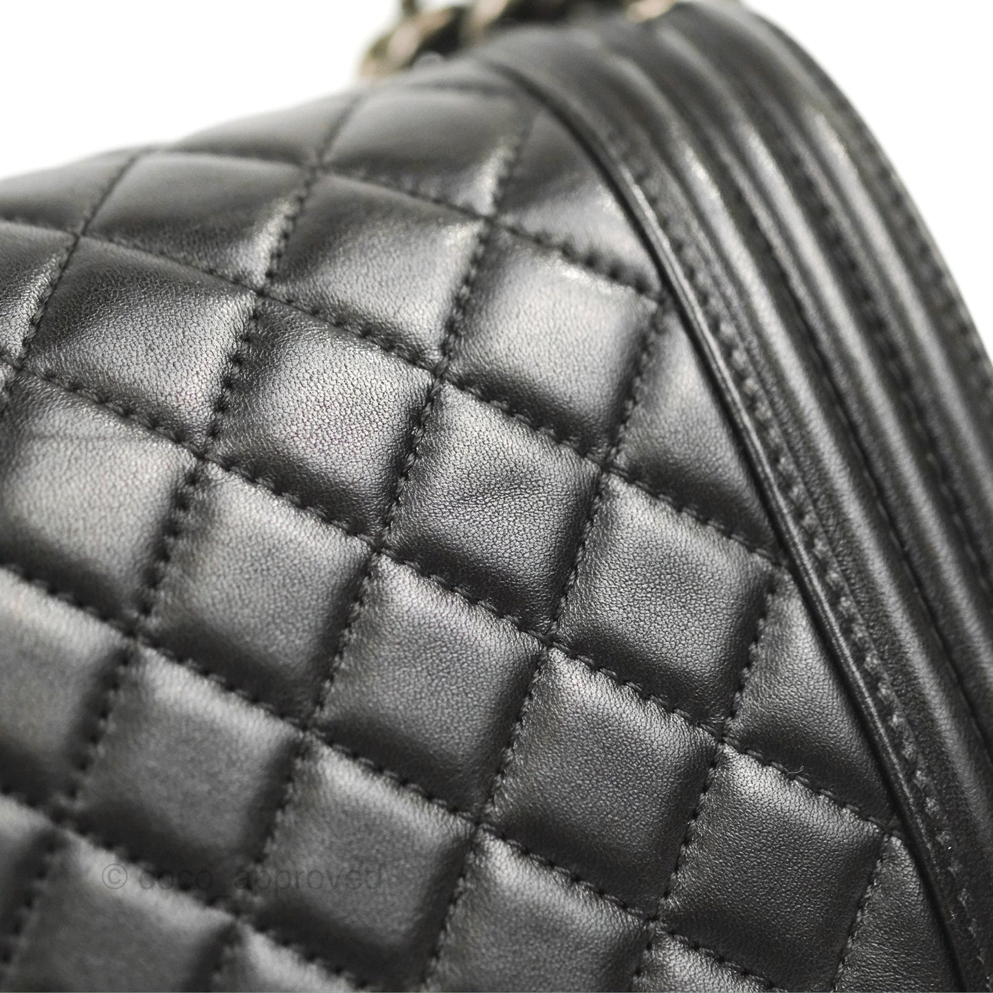 Chanel Quilted Medium Boy Black Lambskin Ruthenium Hardware