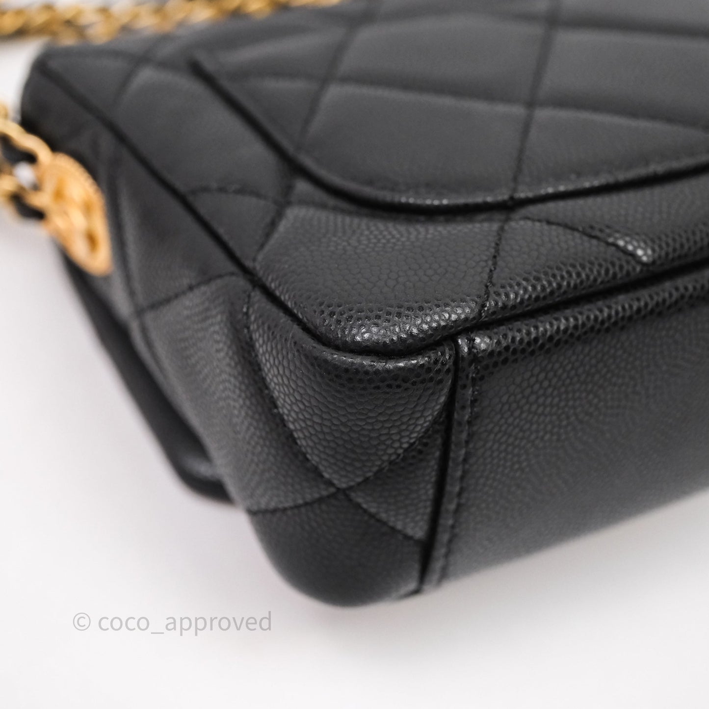 Chanel Twist Your Buttons Caviar Coin Purse Chain Black Bag Gold Hardware