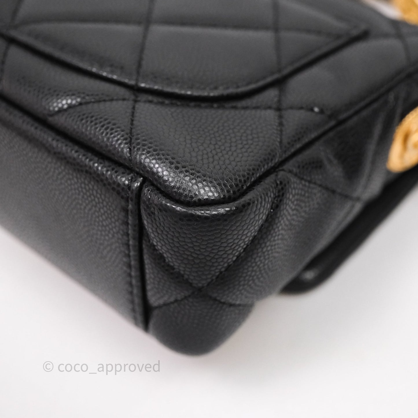 Chanel Twist Your Buttons Caviar Coin Purse Chain Black Bag Gold Hardware