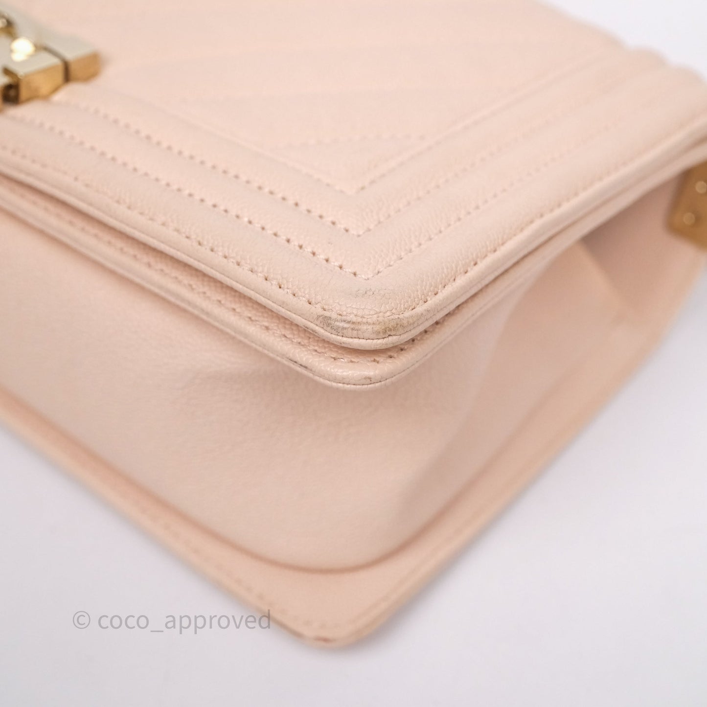 Chanel Chevron Medium Boy Light Pink Caviar Gold Hardware