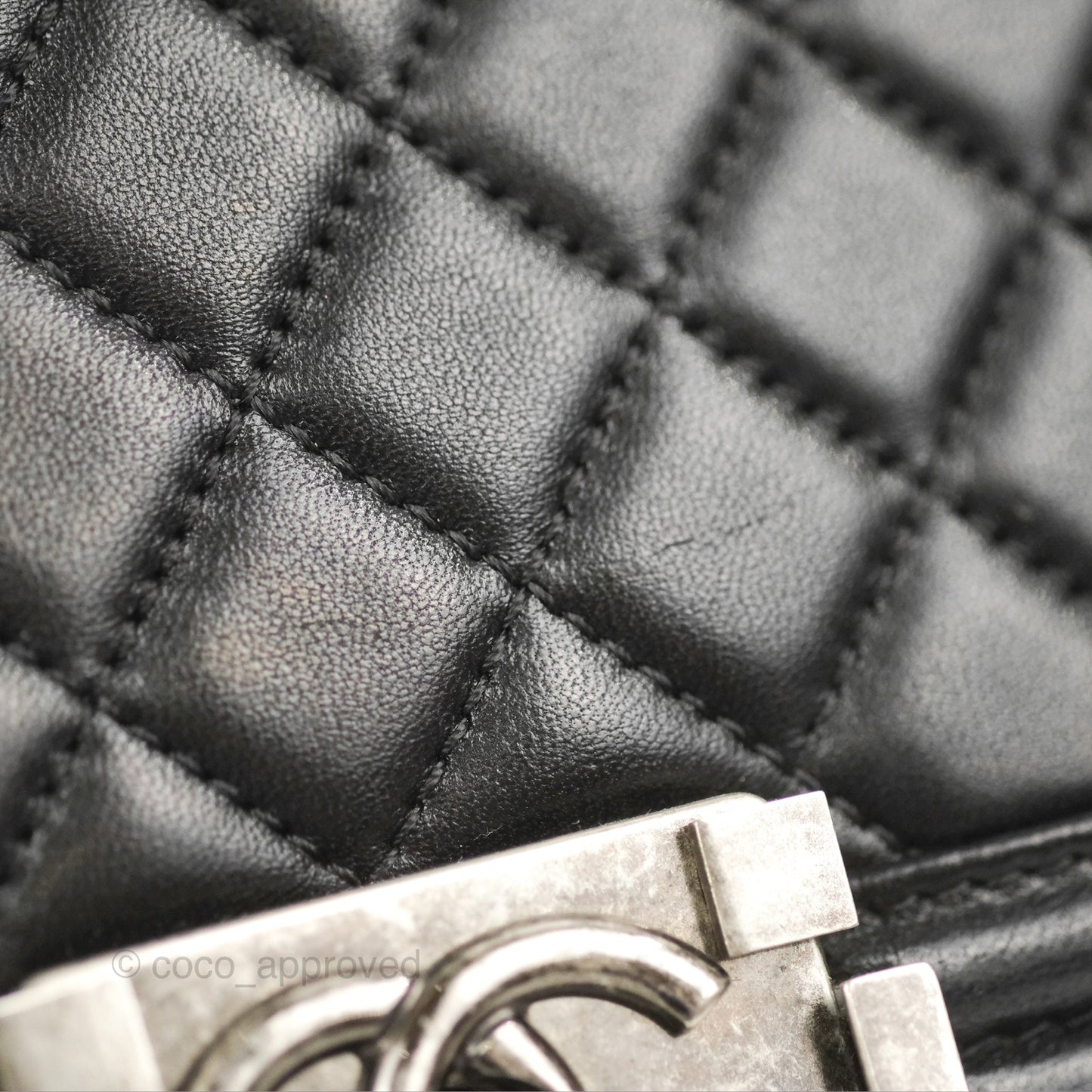 Chanel Quilted Medium Boy Black Lambskin Ruthenium Hardware