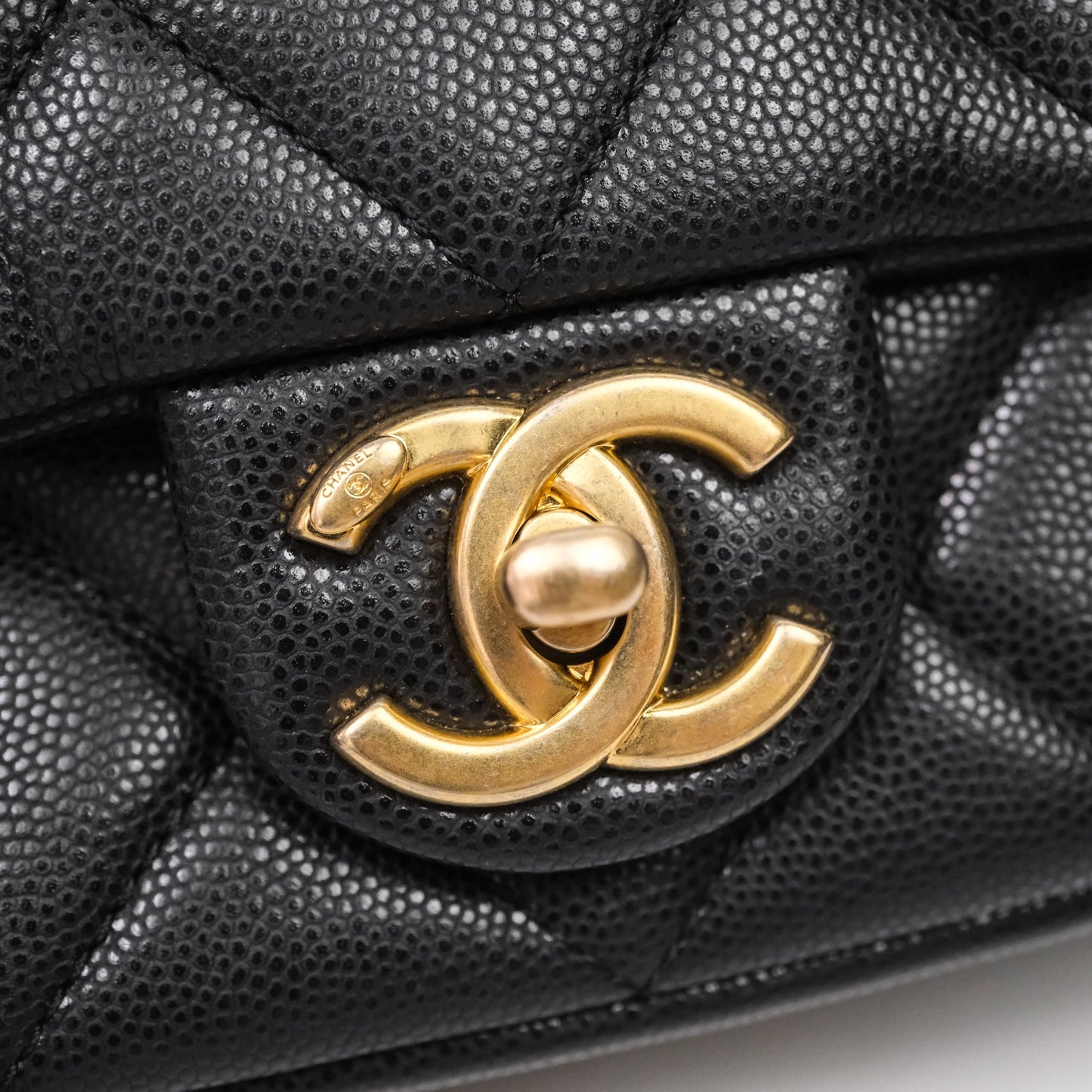 Chanel Twist Your Buttons Caviar Coin Purse Chain Black Bag Gold Hardware