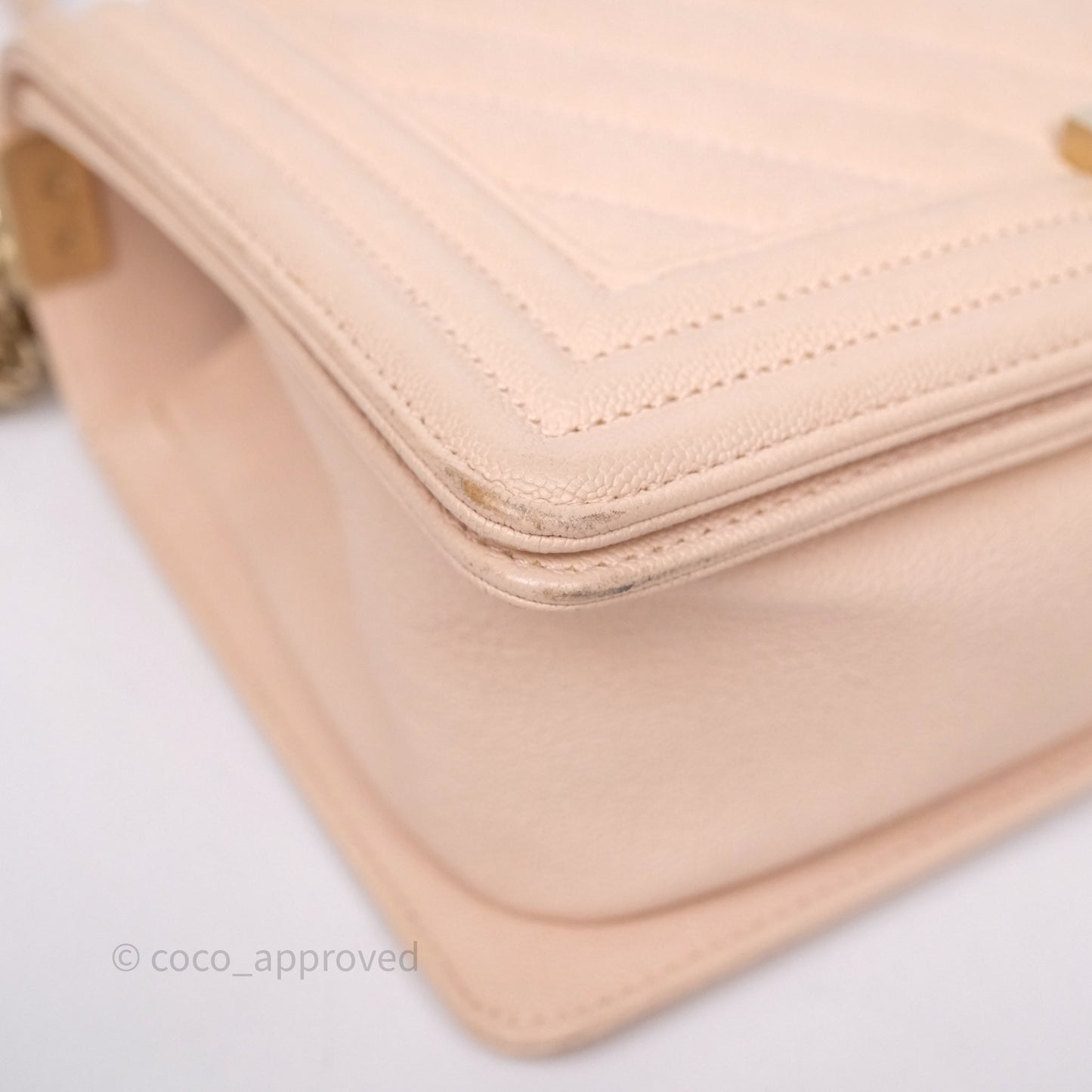 Chanel Chevron Medium Boy Light Pink Caviar Gold Hardware