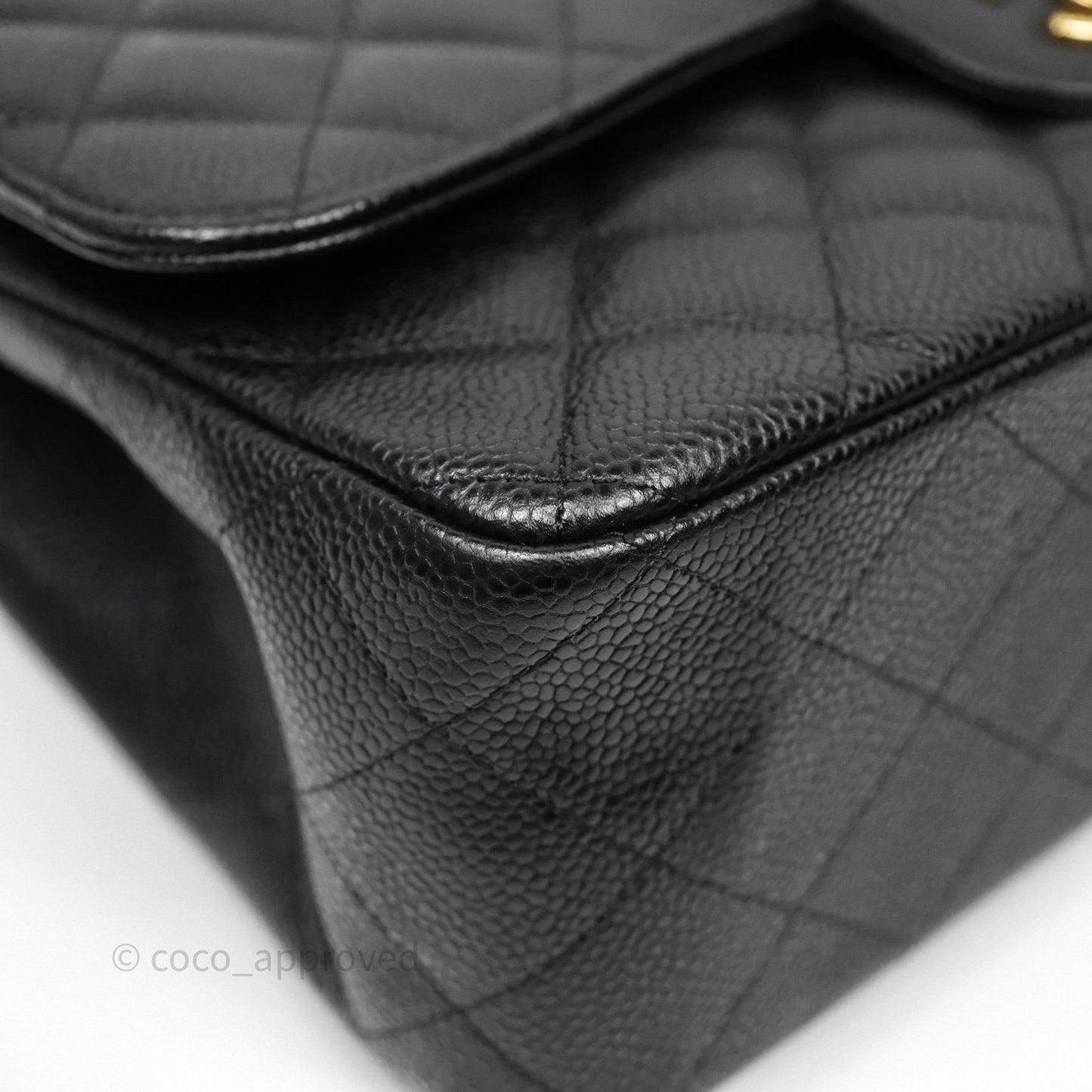 Chanel Quilted Jumbo Double Flap Black Caviar Gold Hardware