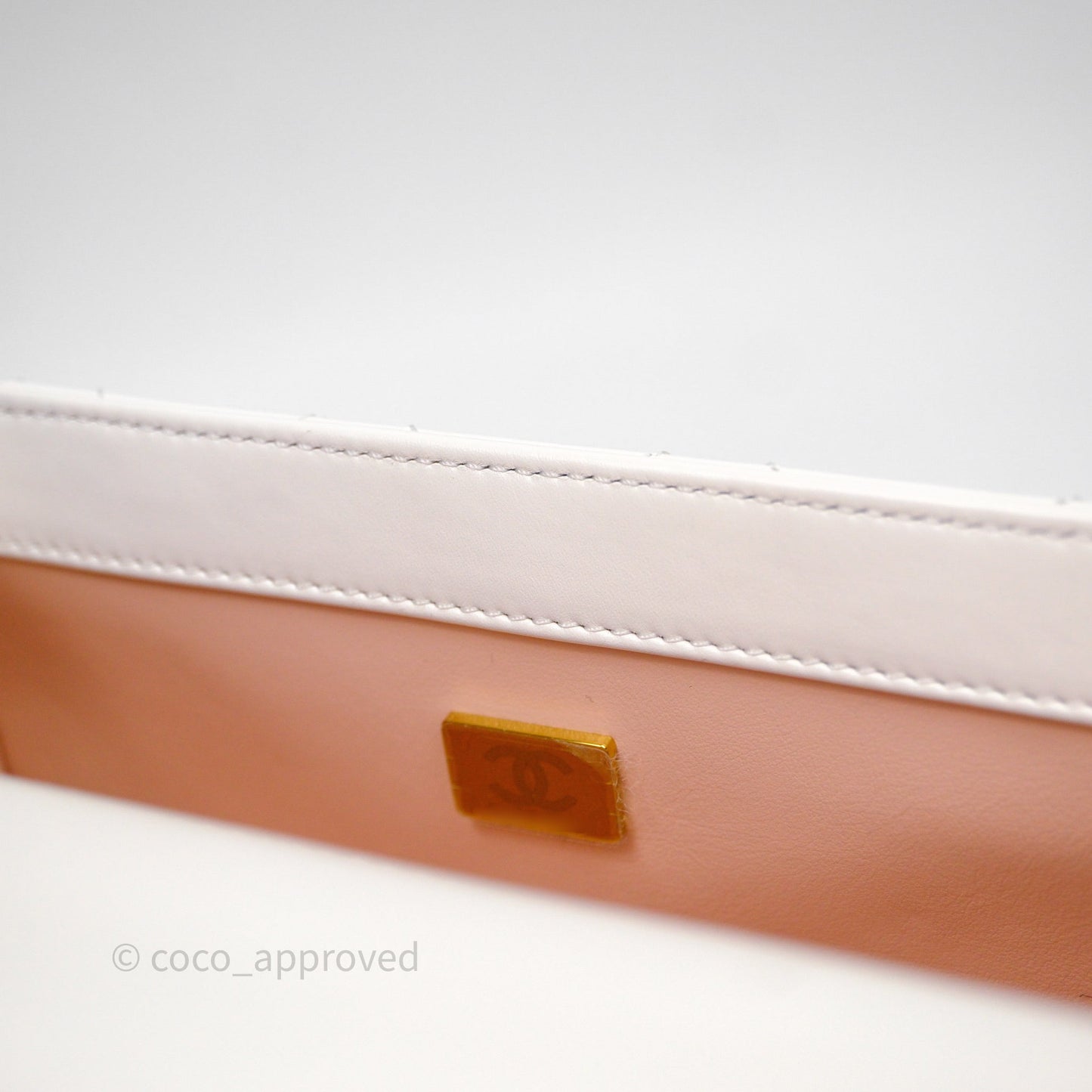 Chanel Quilted Perfect Fit Adjustable White Calfskin Aged Gold Hardware