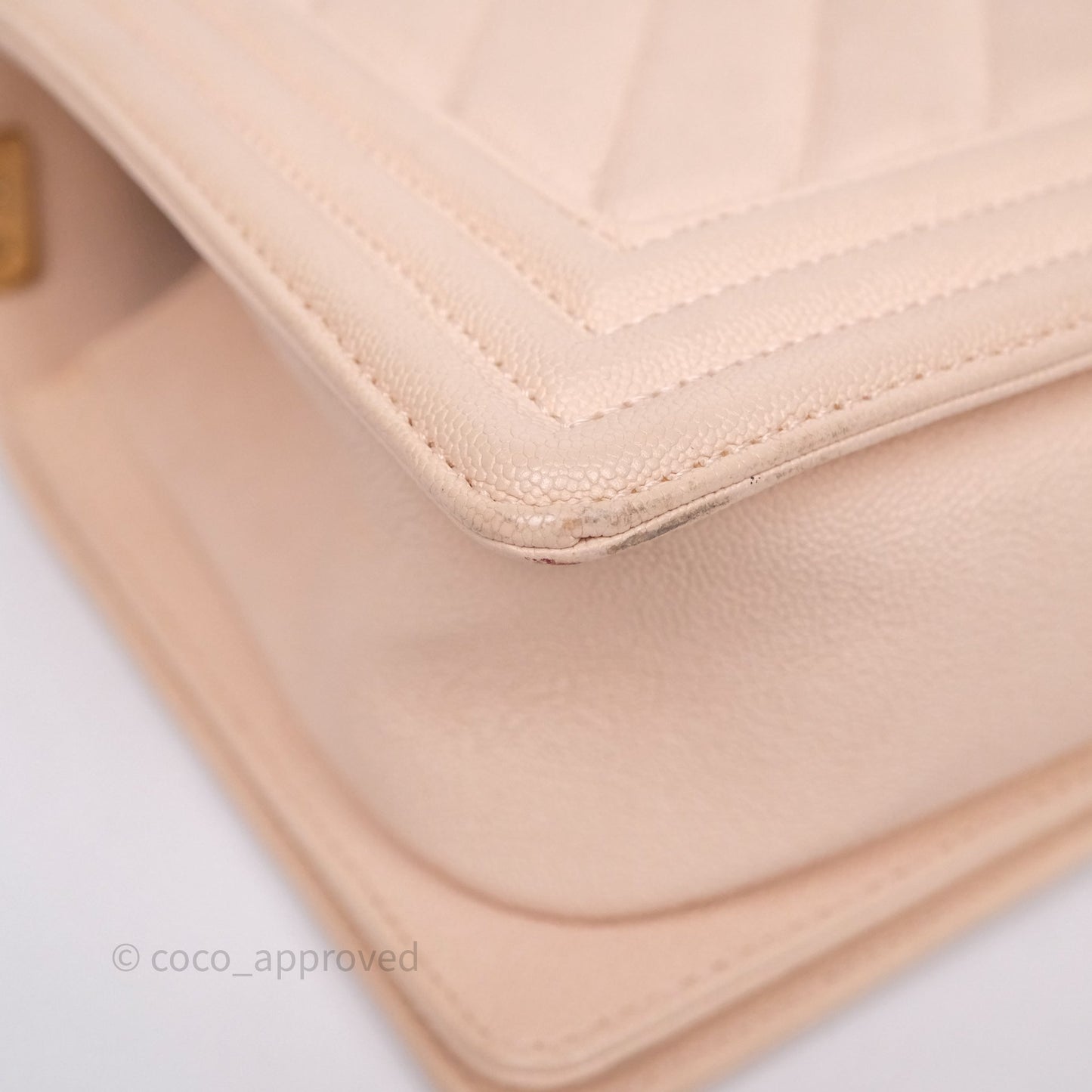 Chanel Chevron Medium Boy Light Pink Caviar Gold Hardware