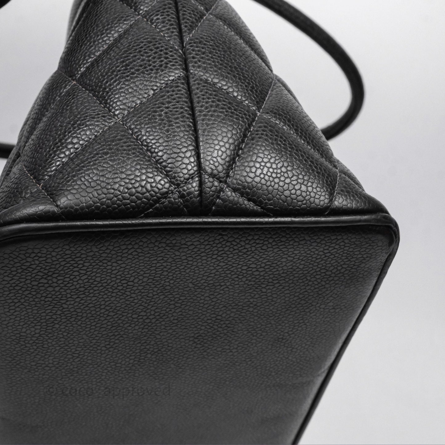 Chanel Vintage Medallion CC Black Caviar Tote Bag Gold Hardware