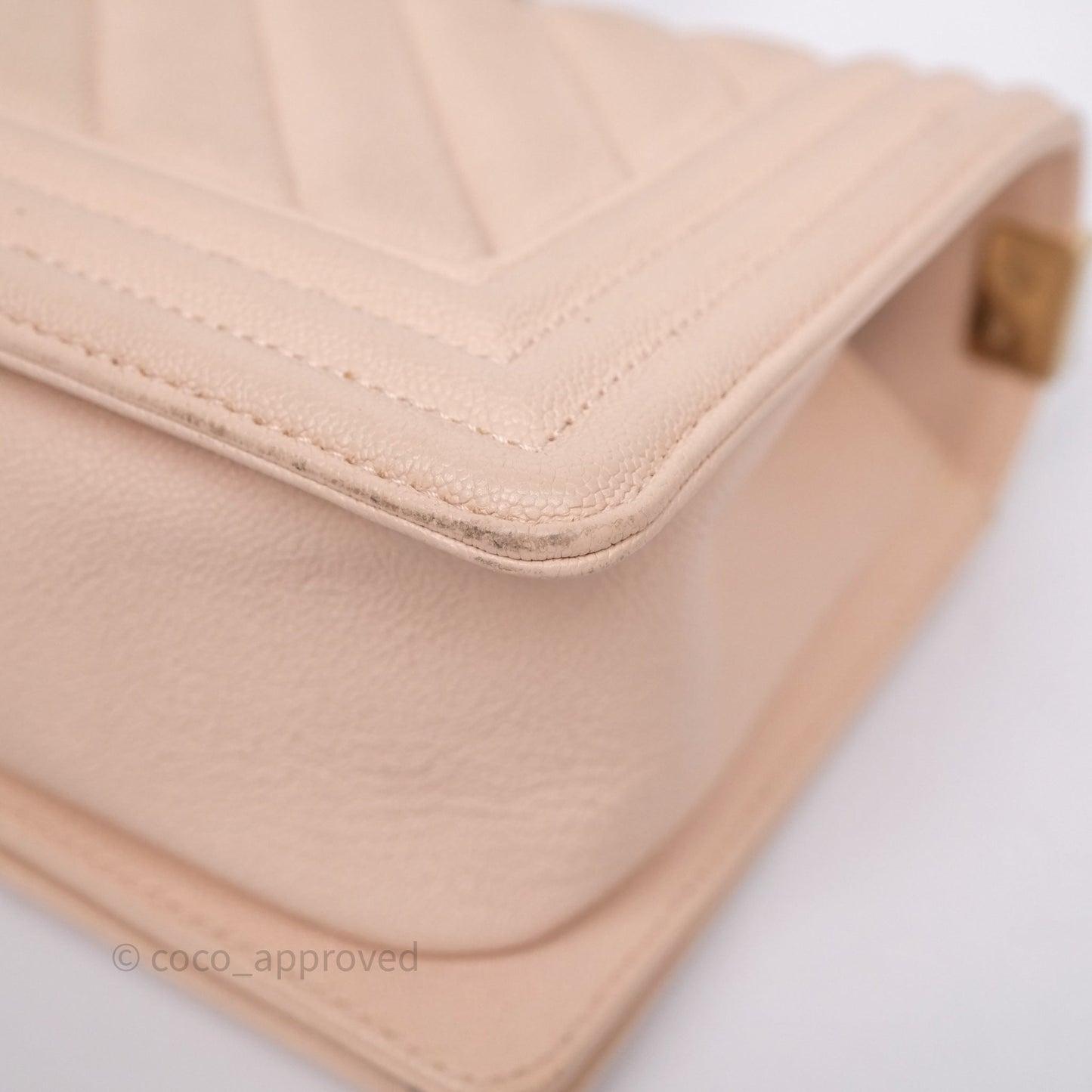 Chanel Chevron Medium Boy Light Pink Caviar Gold Hardware
