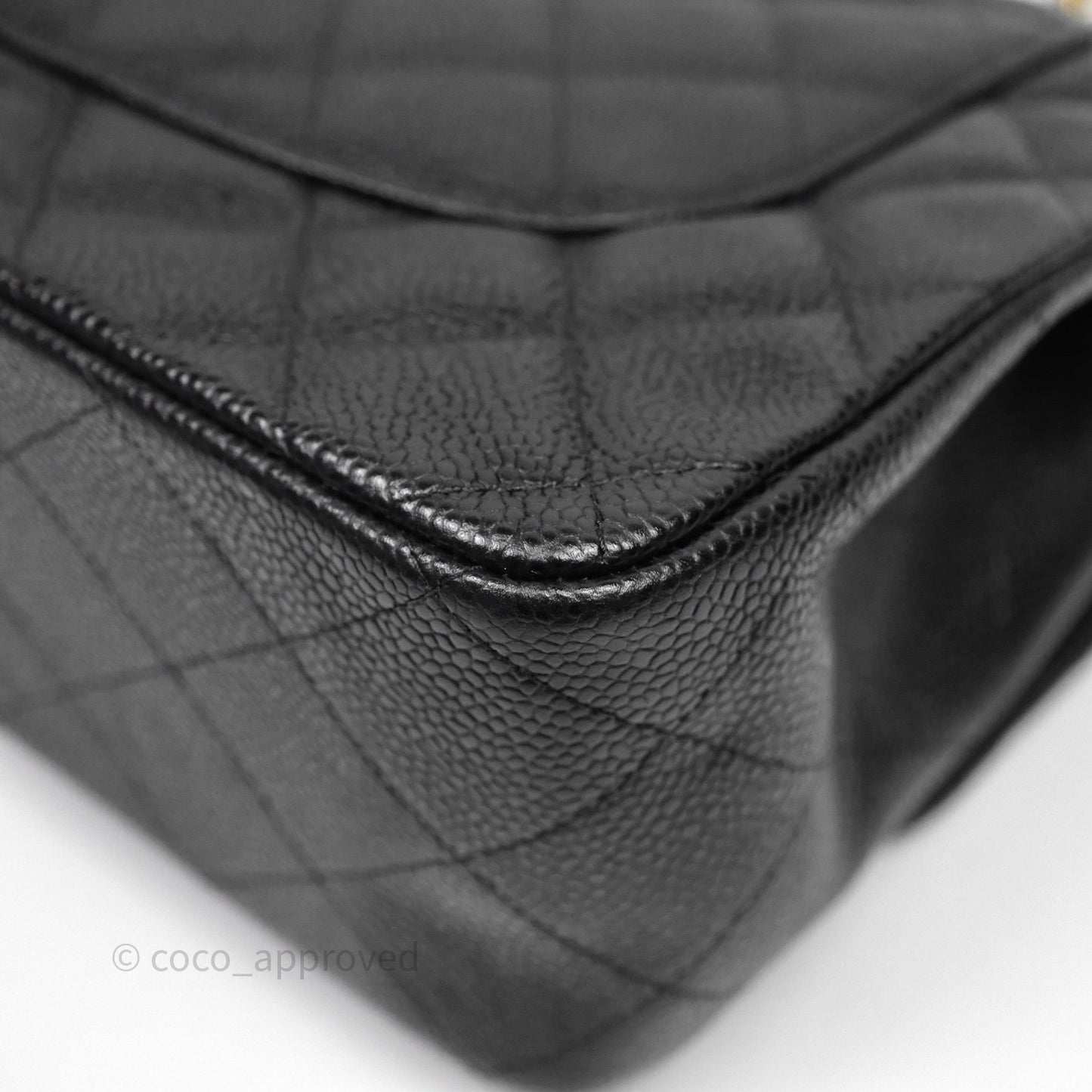 Chanel Quilted Jumbo Double Flap Black Caviar Gold Hardware